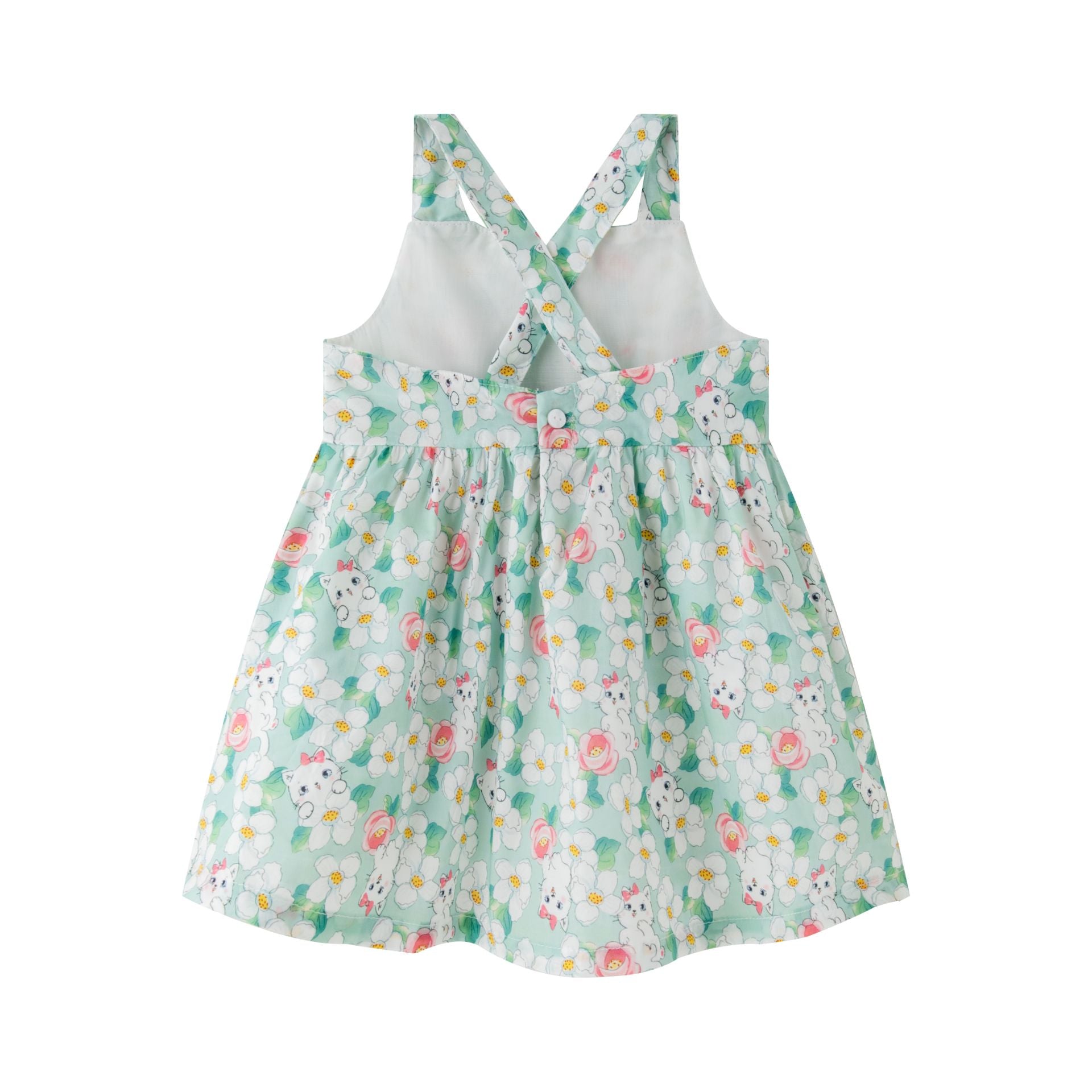 Vestido Gatitos Verde Bebé