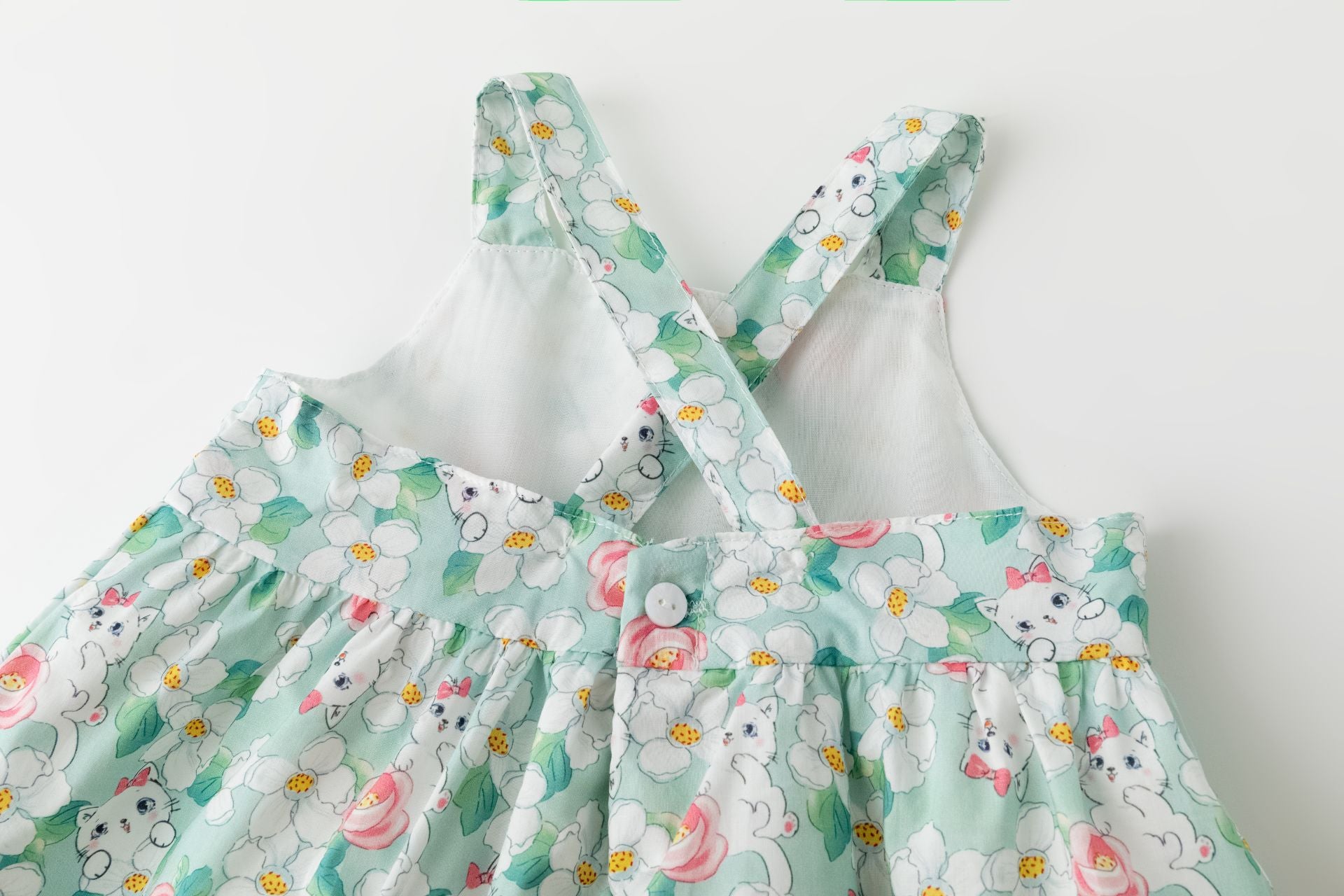 Vestido Gatitos Verde Bebé