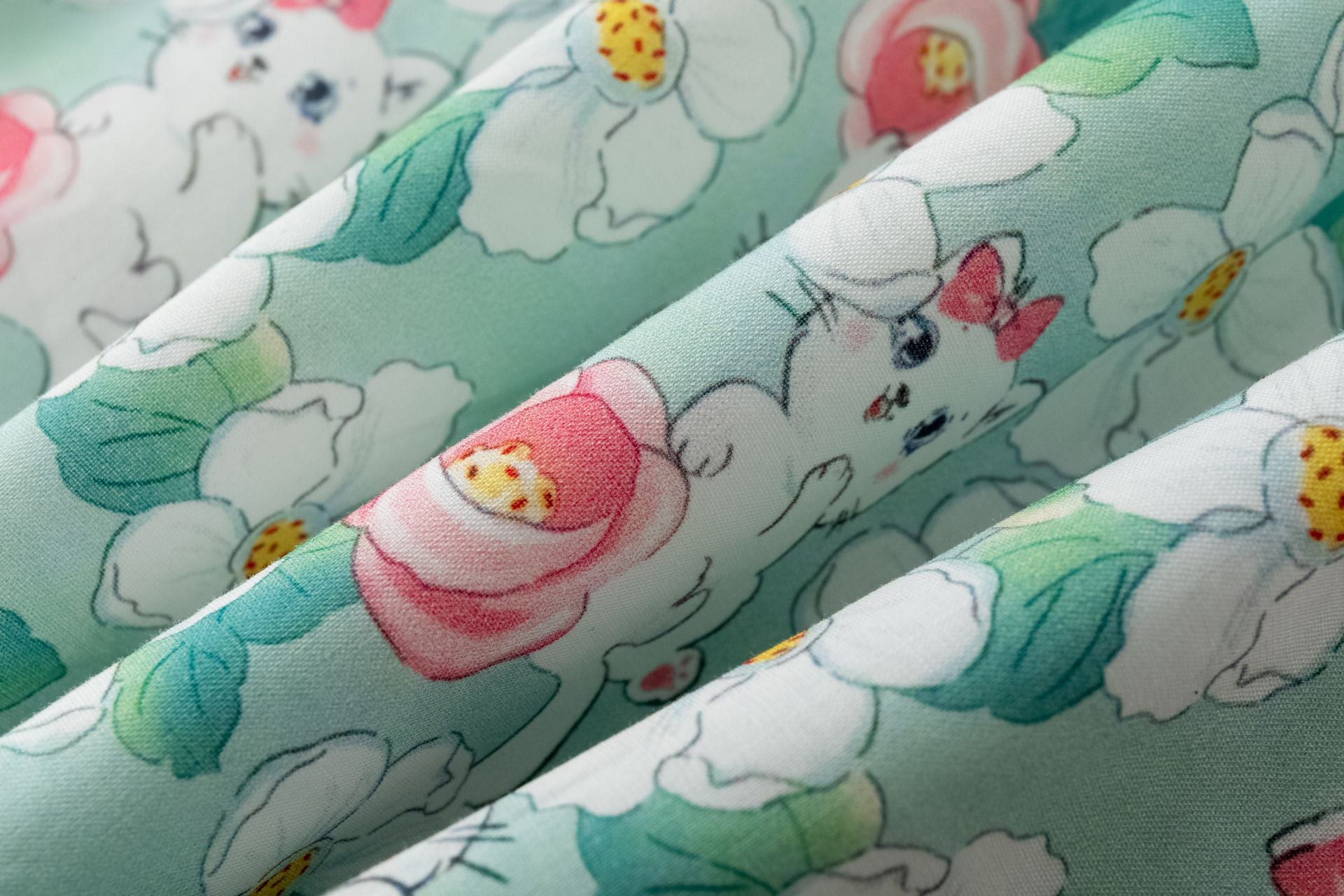 Vestido Gatitos Verde Bebé