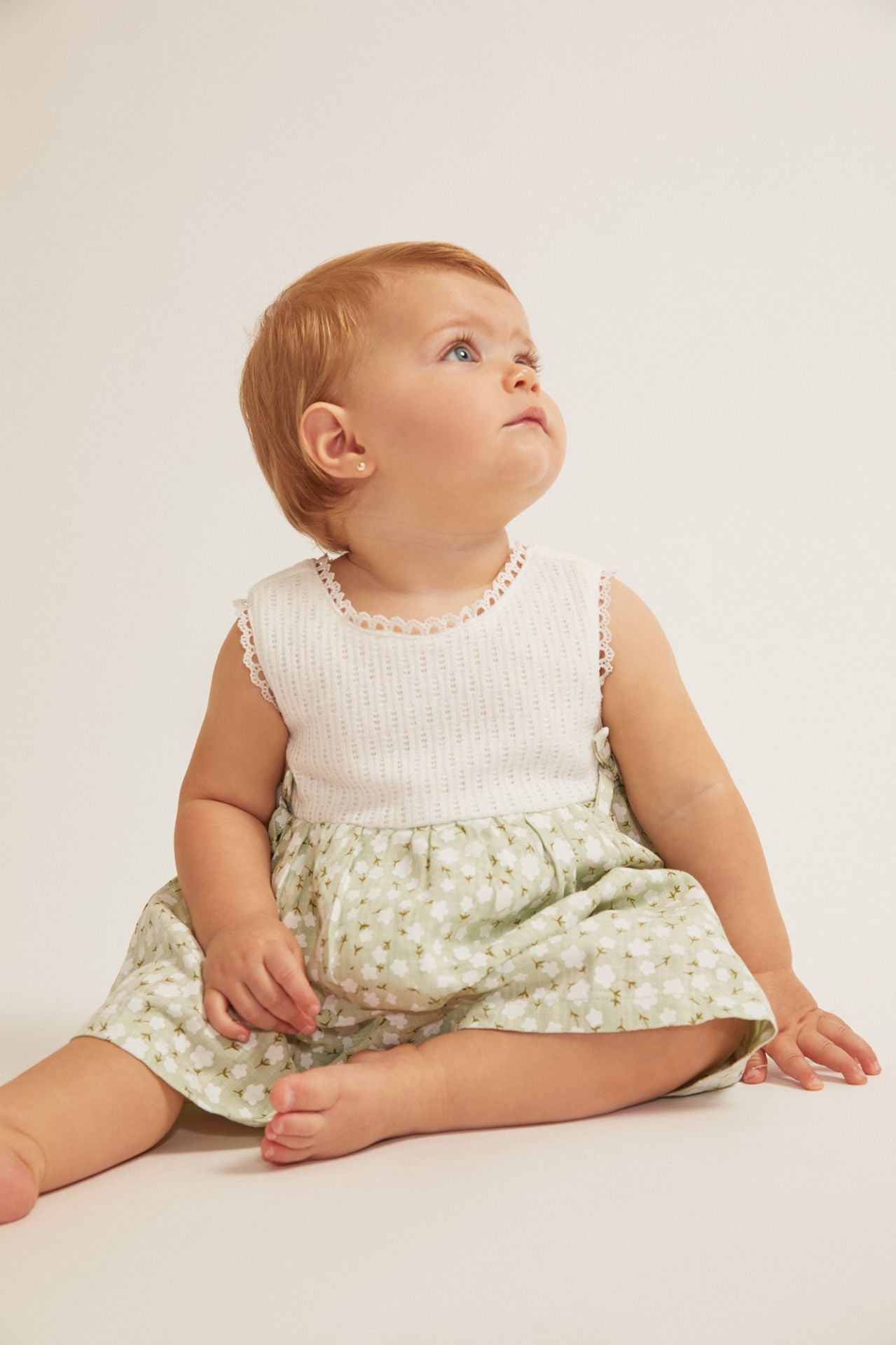 Vestido Bebé Flores Verde