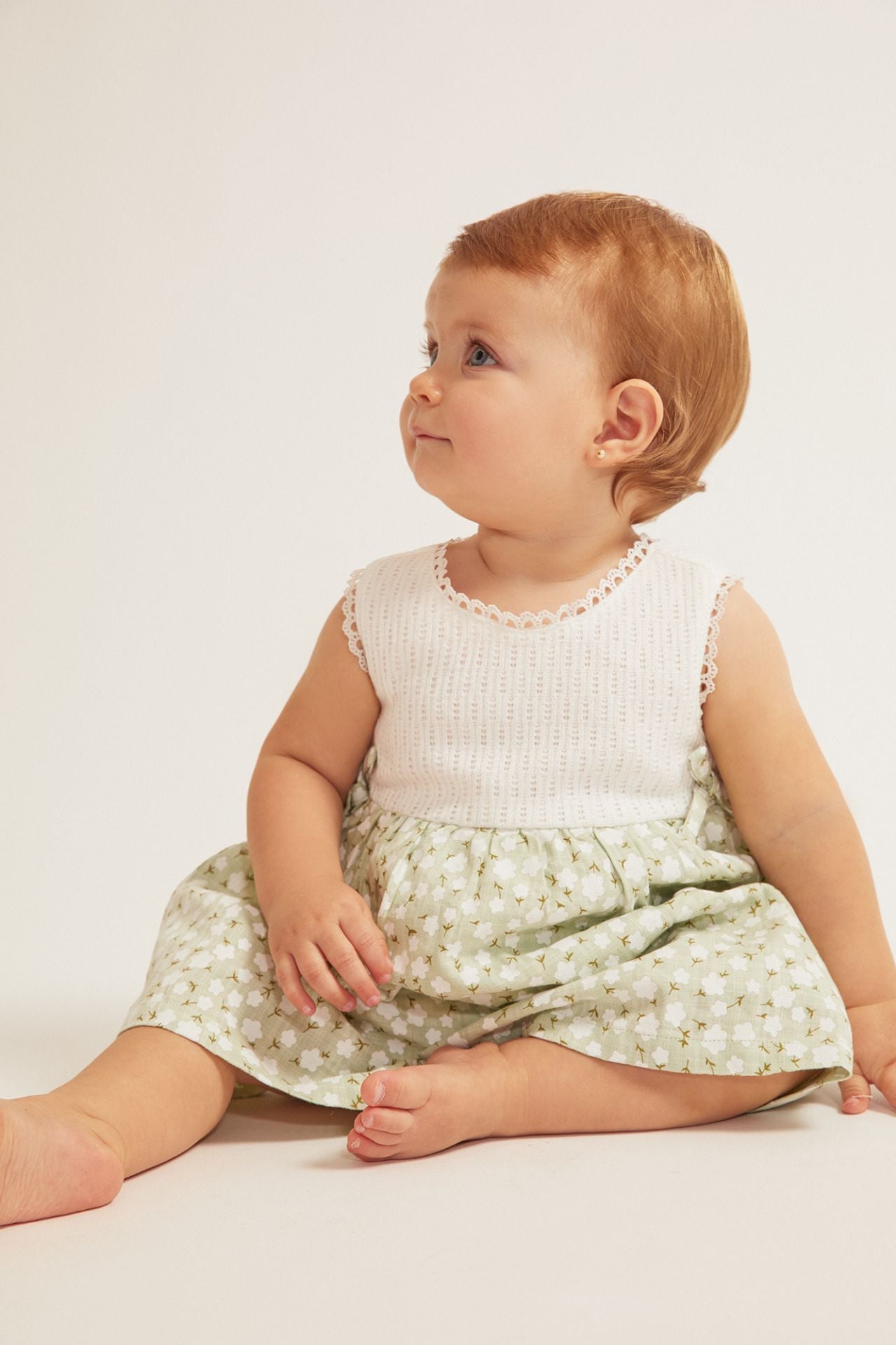 Vestido Bebé Flores Verde