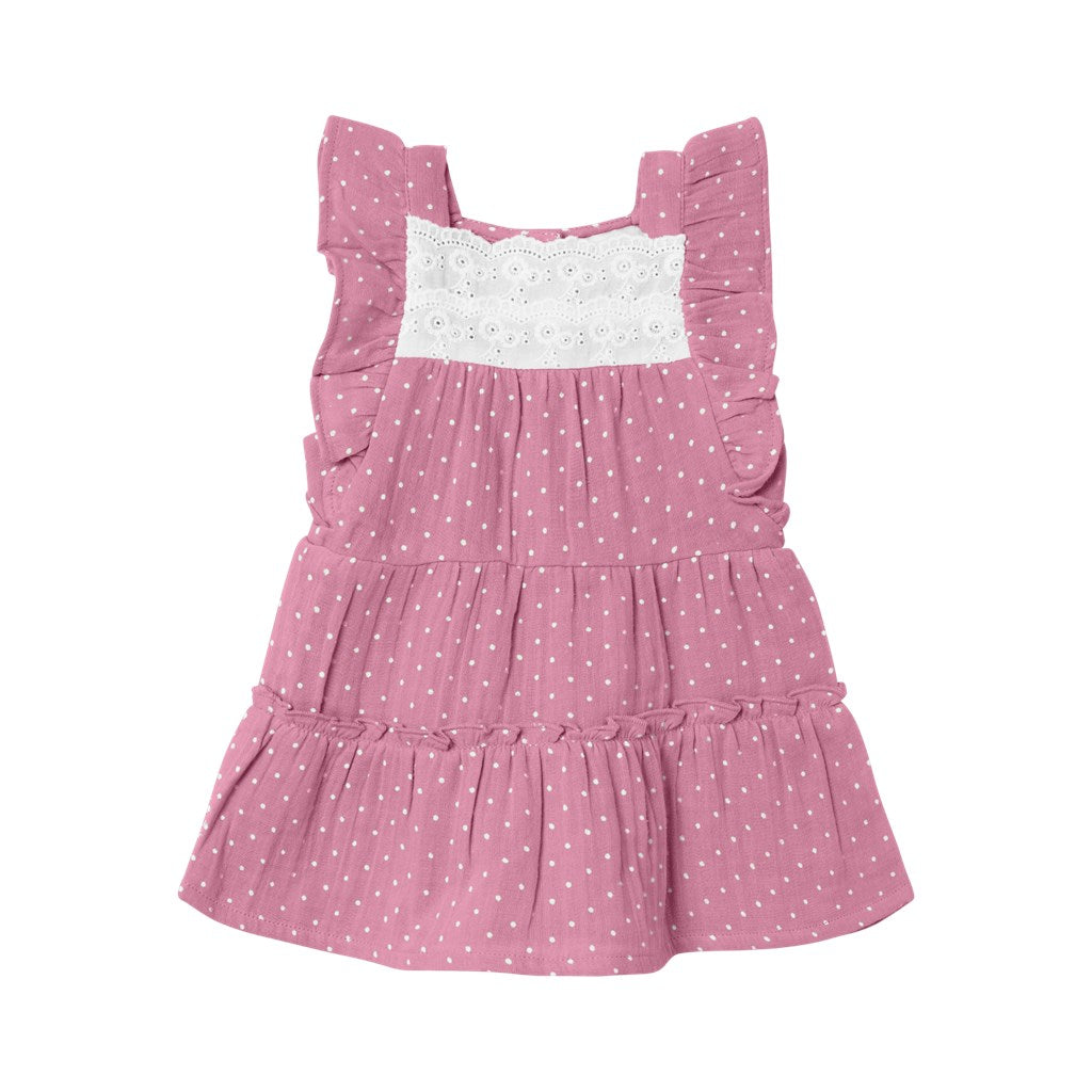 Vestido Lunares Volantes Rosa