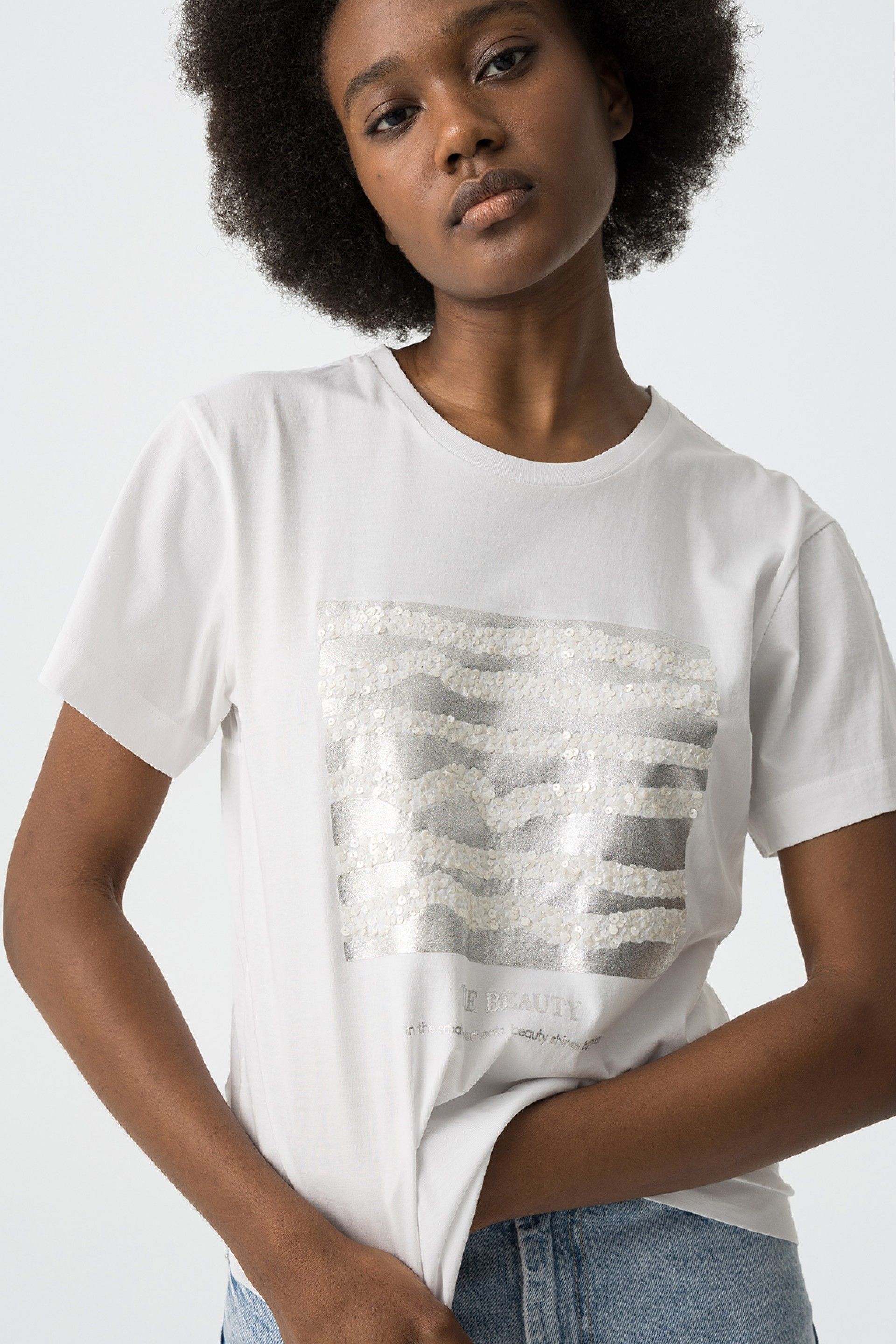 Camiseta Attina Blanco/Plateado