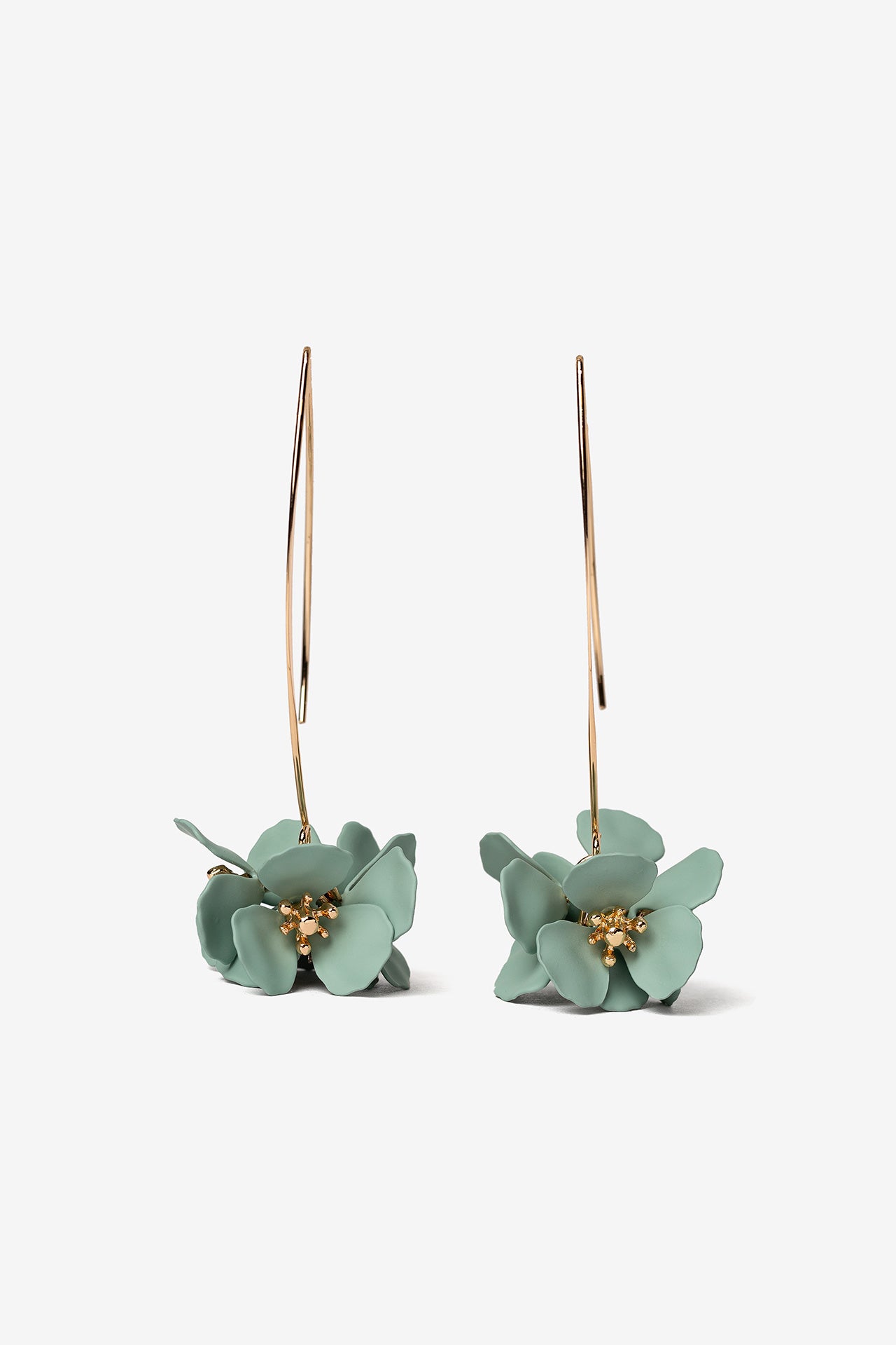 Pendientes Flores Verde Agua 7057