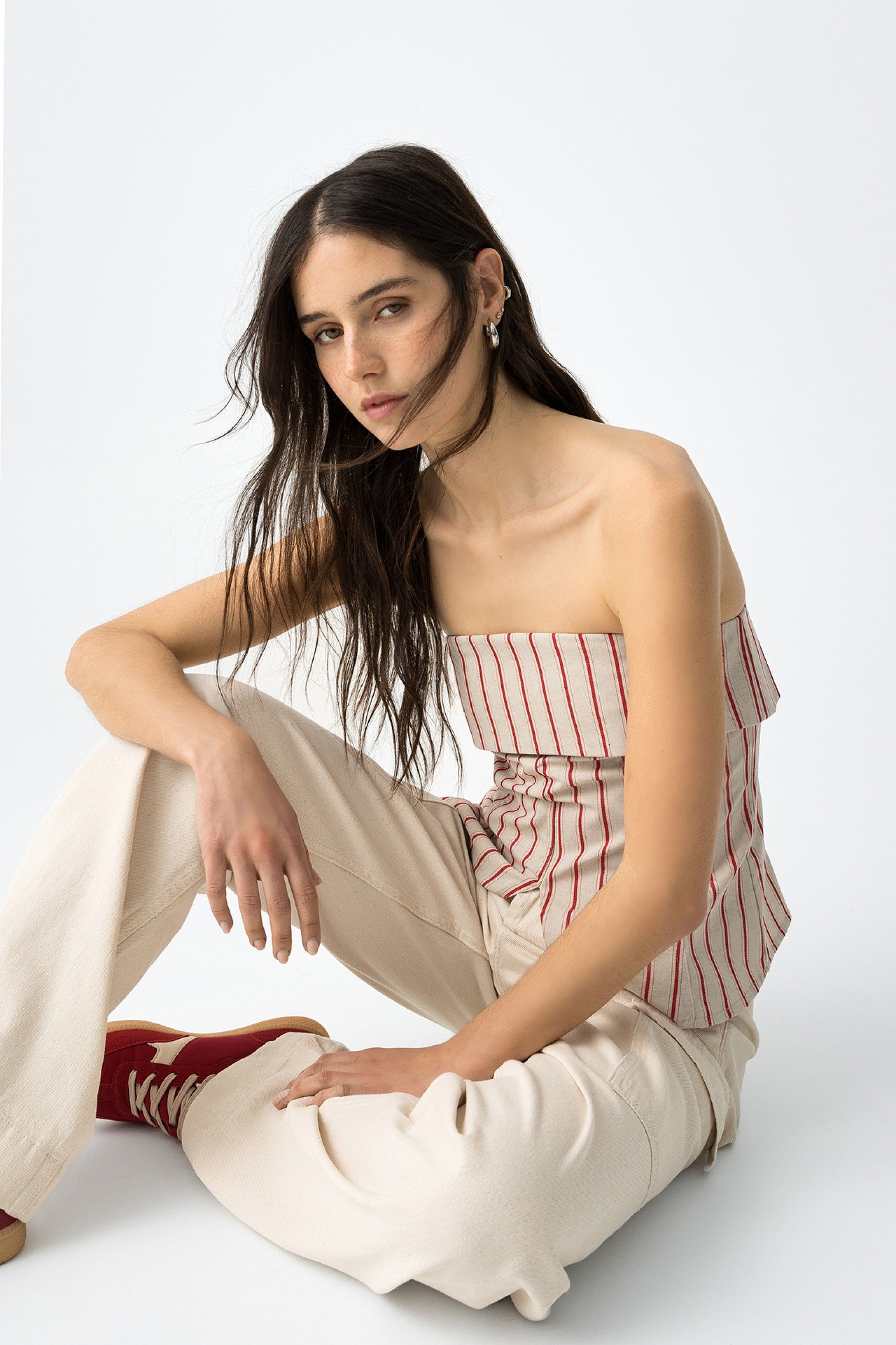 Top Lola Rayas Beige