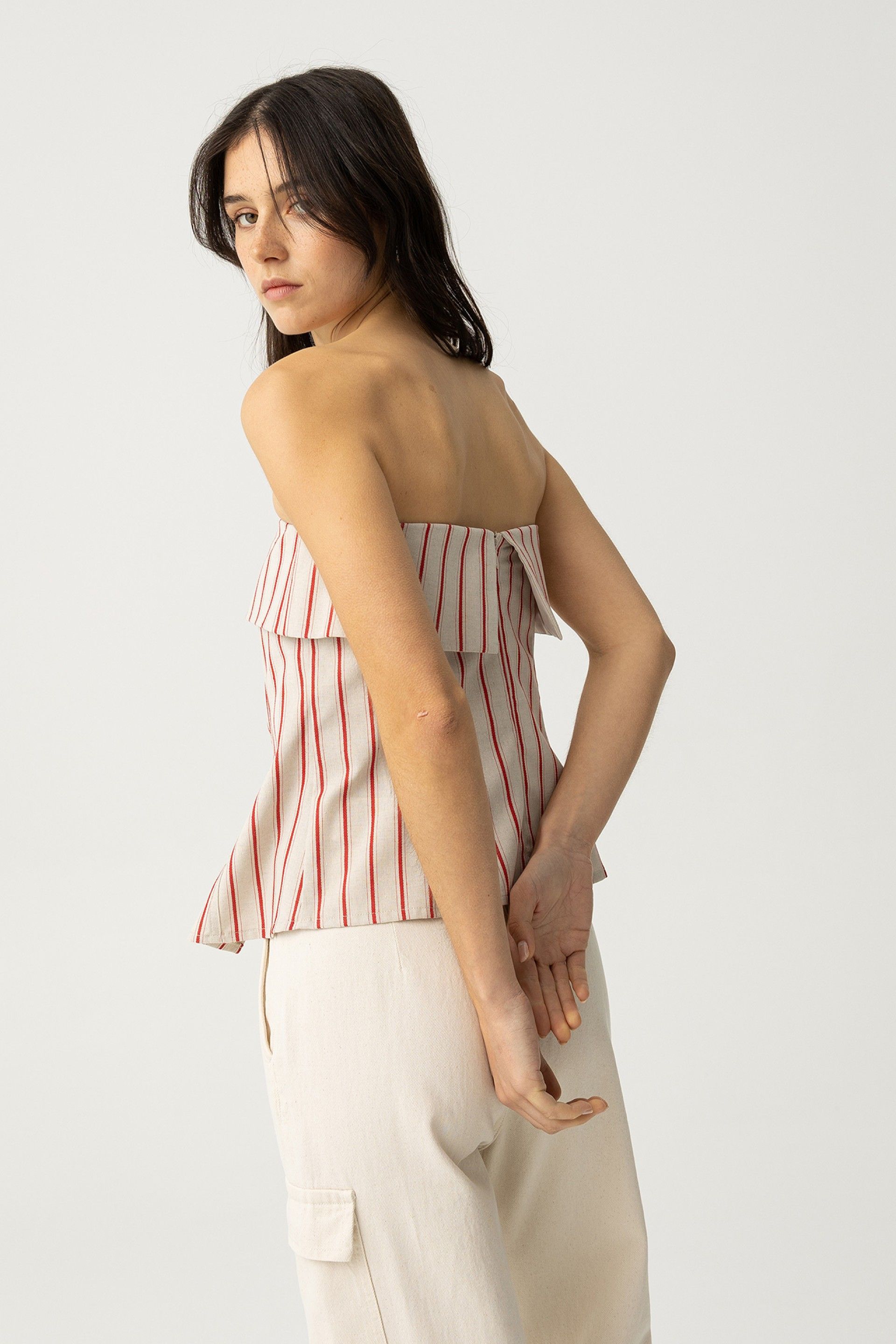 Top Lola Rayas Beige