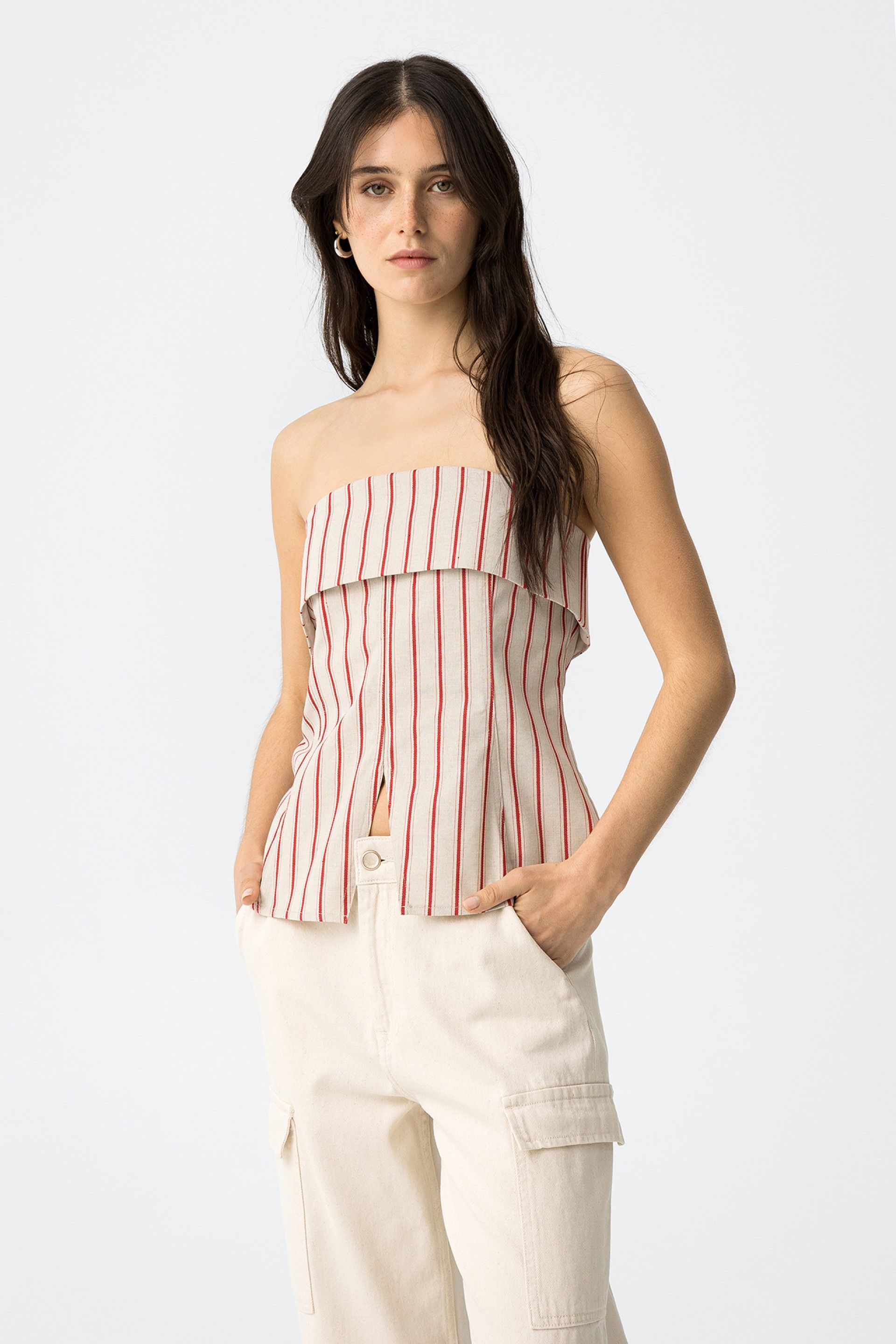 Top Lola Rayas Beige