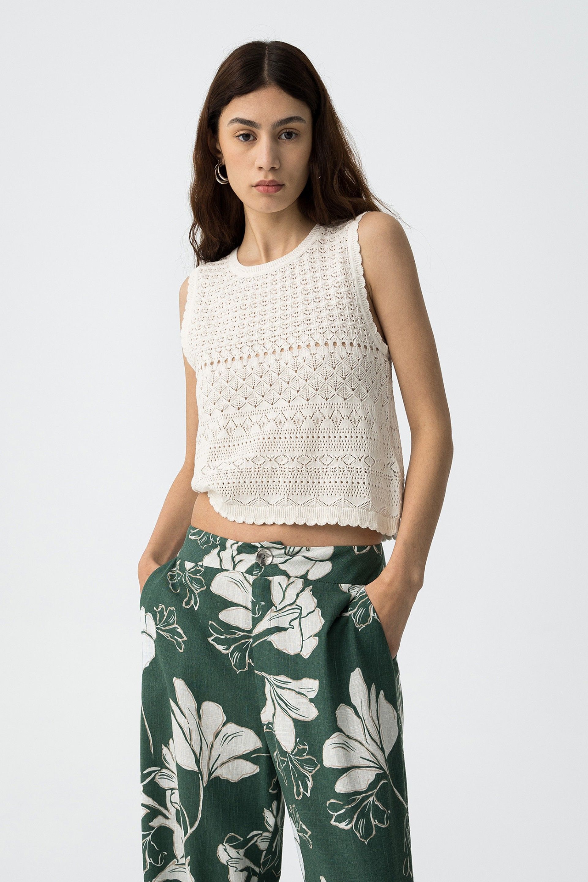 Top Crochet Aline Blanco