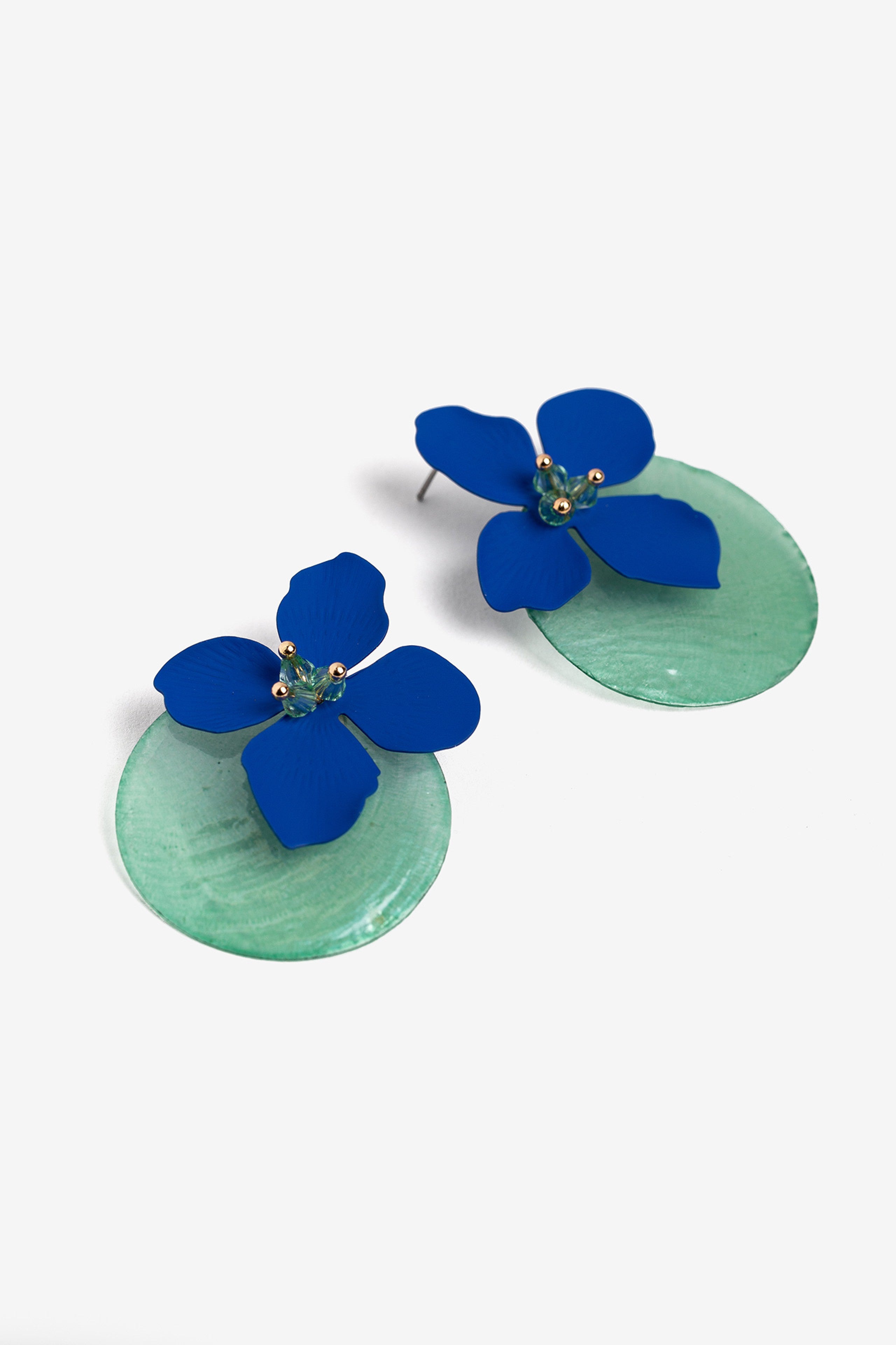 Pendientes Flor Azul con esfera 3943