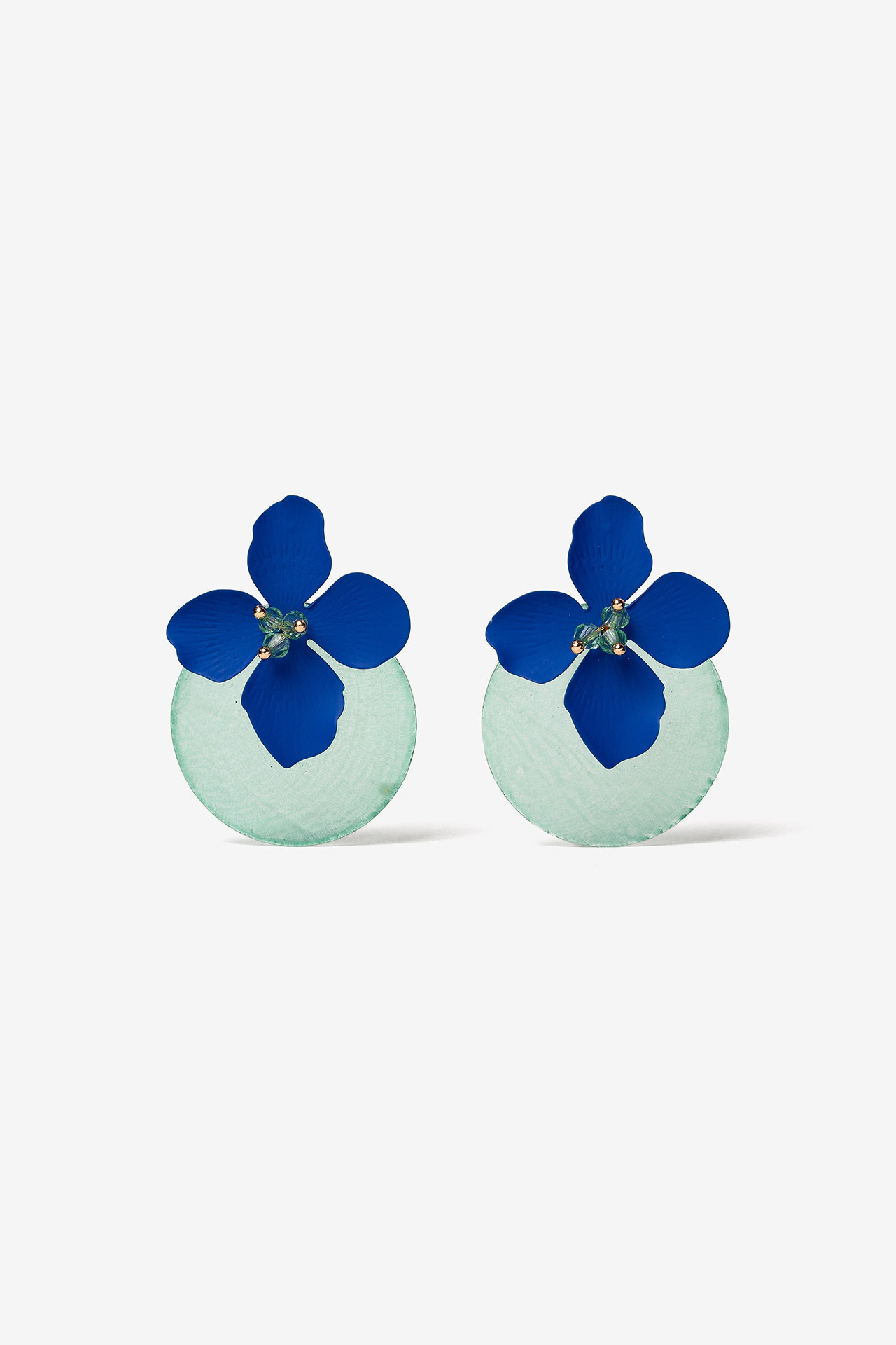 Pendientes Flor Azul con esfera 3943
