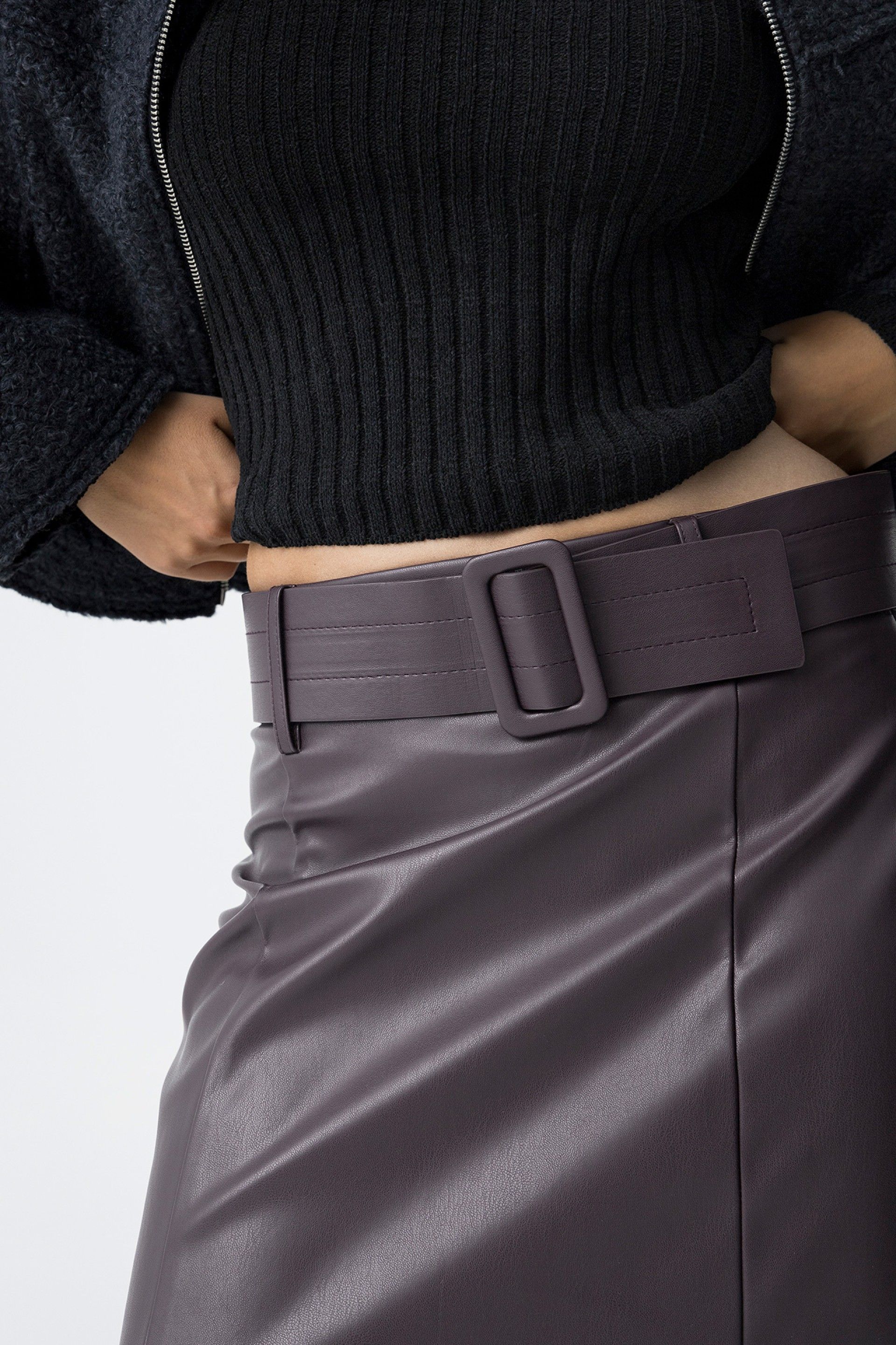 Falda Polipiel Ulla Morada + Cinturón