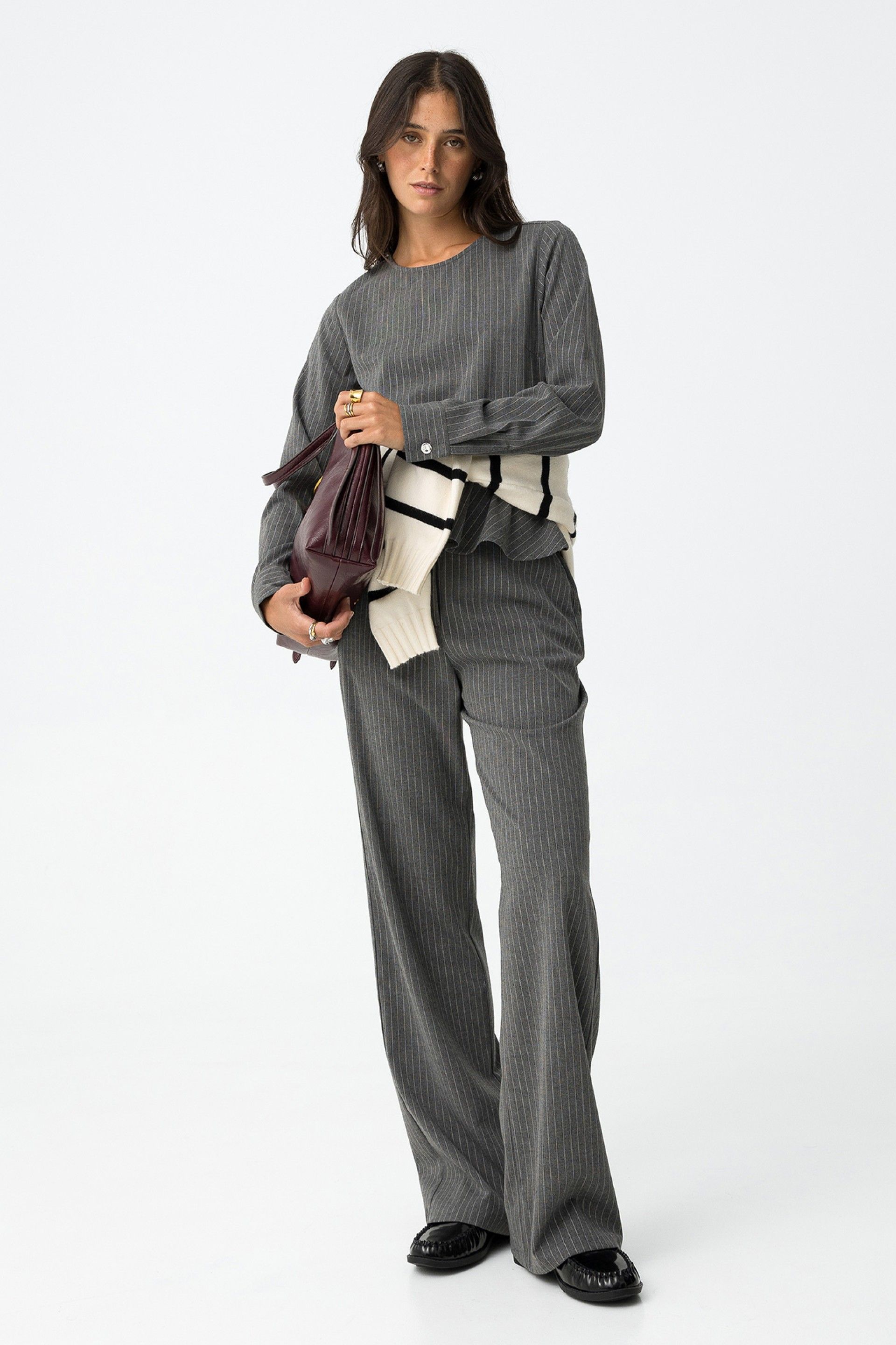 Pantalón Rayas Riley Gris