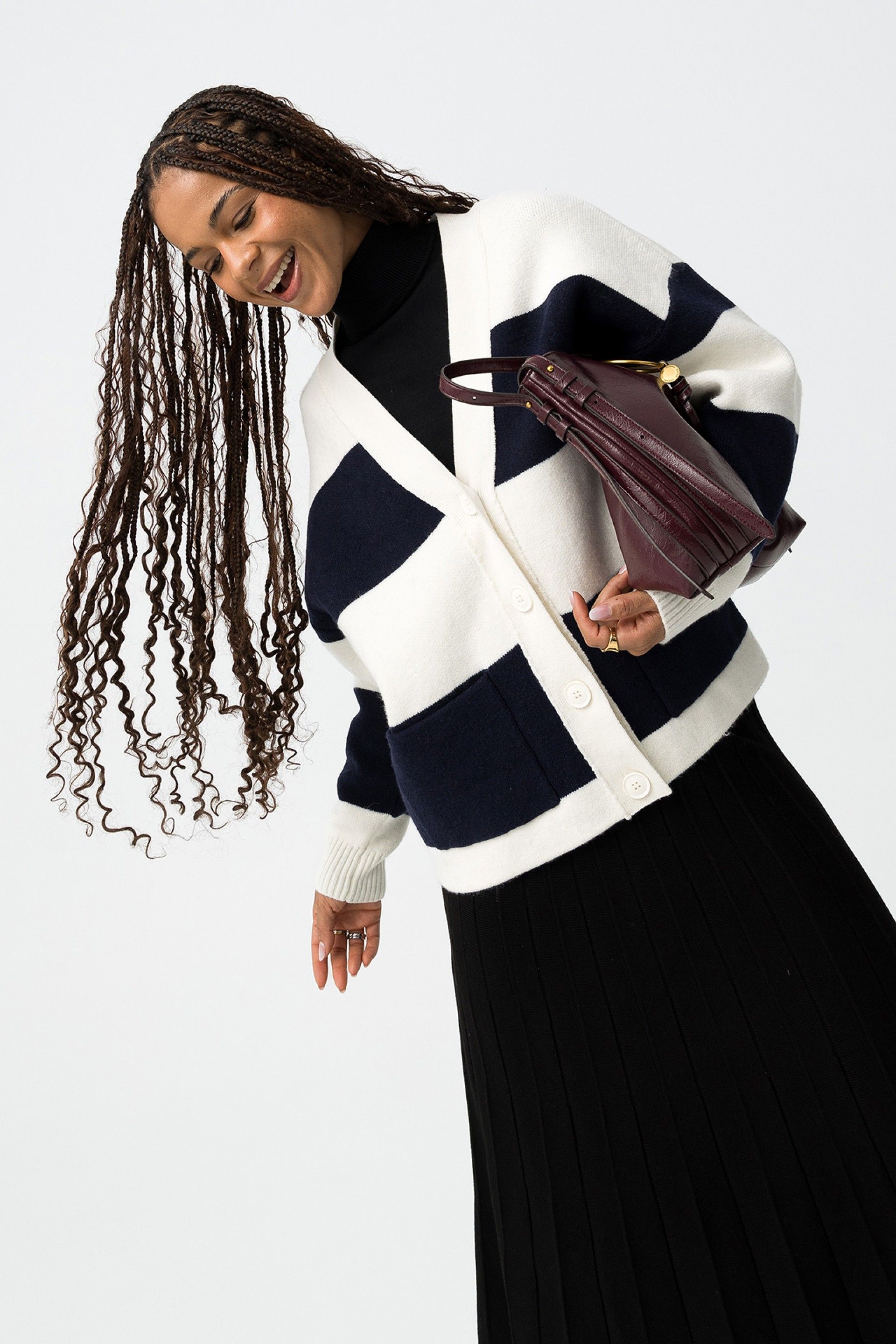 Cárdigan Bold Marino/Blanco