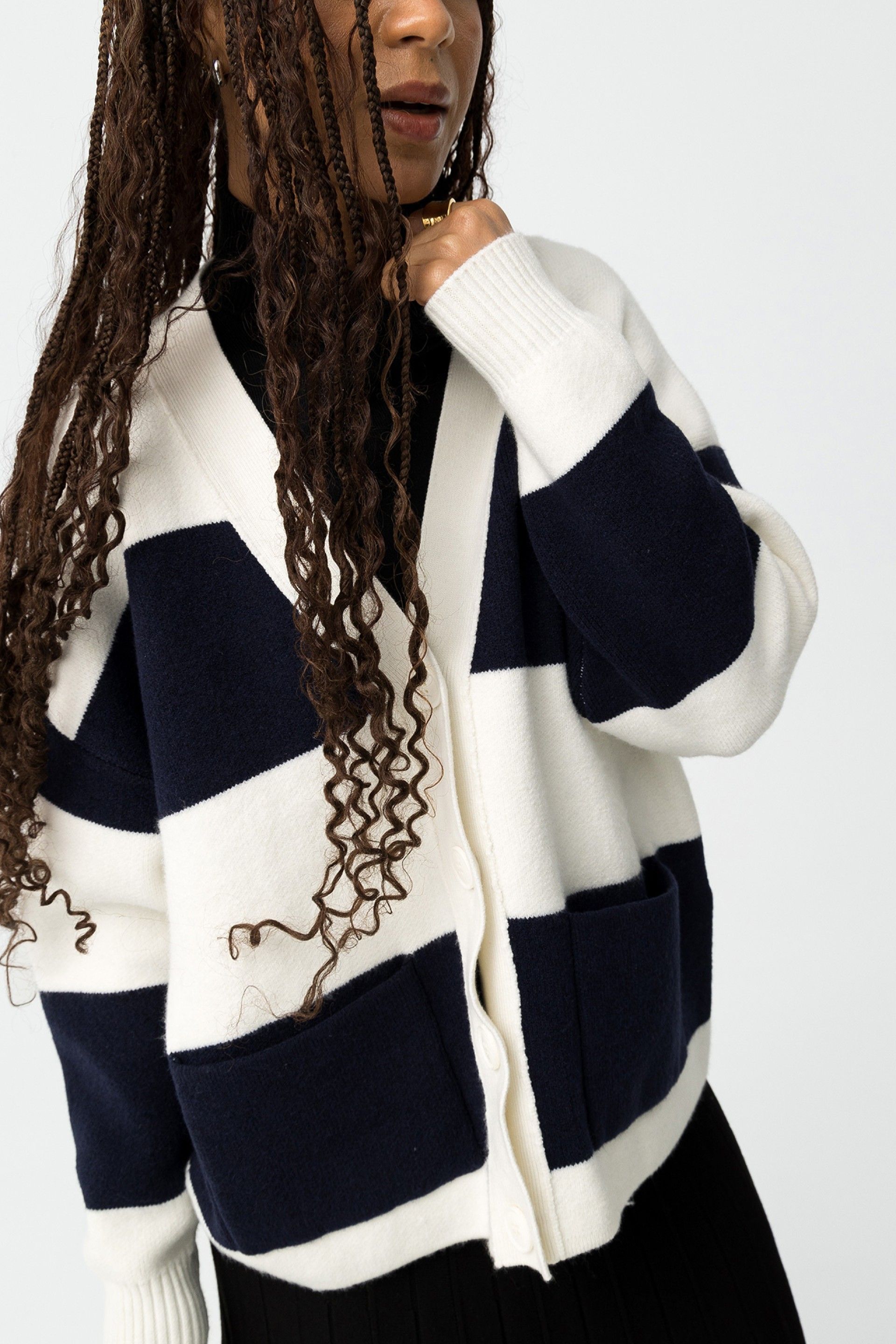 Cárdigan Bold Marino/Blanco