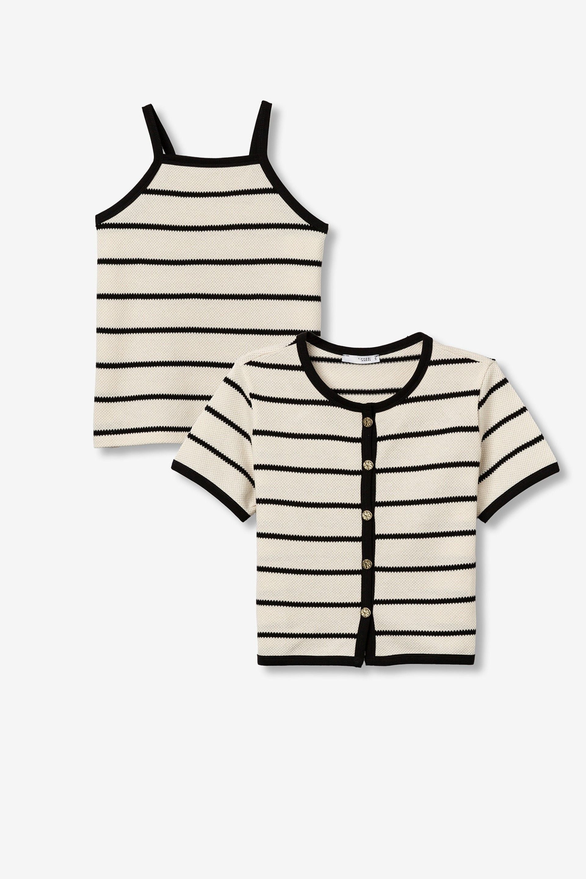 Cárdigan + Top Harlow Beige Rayas