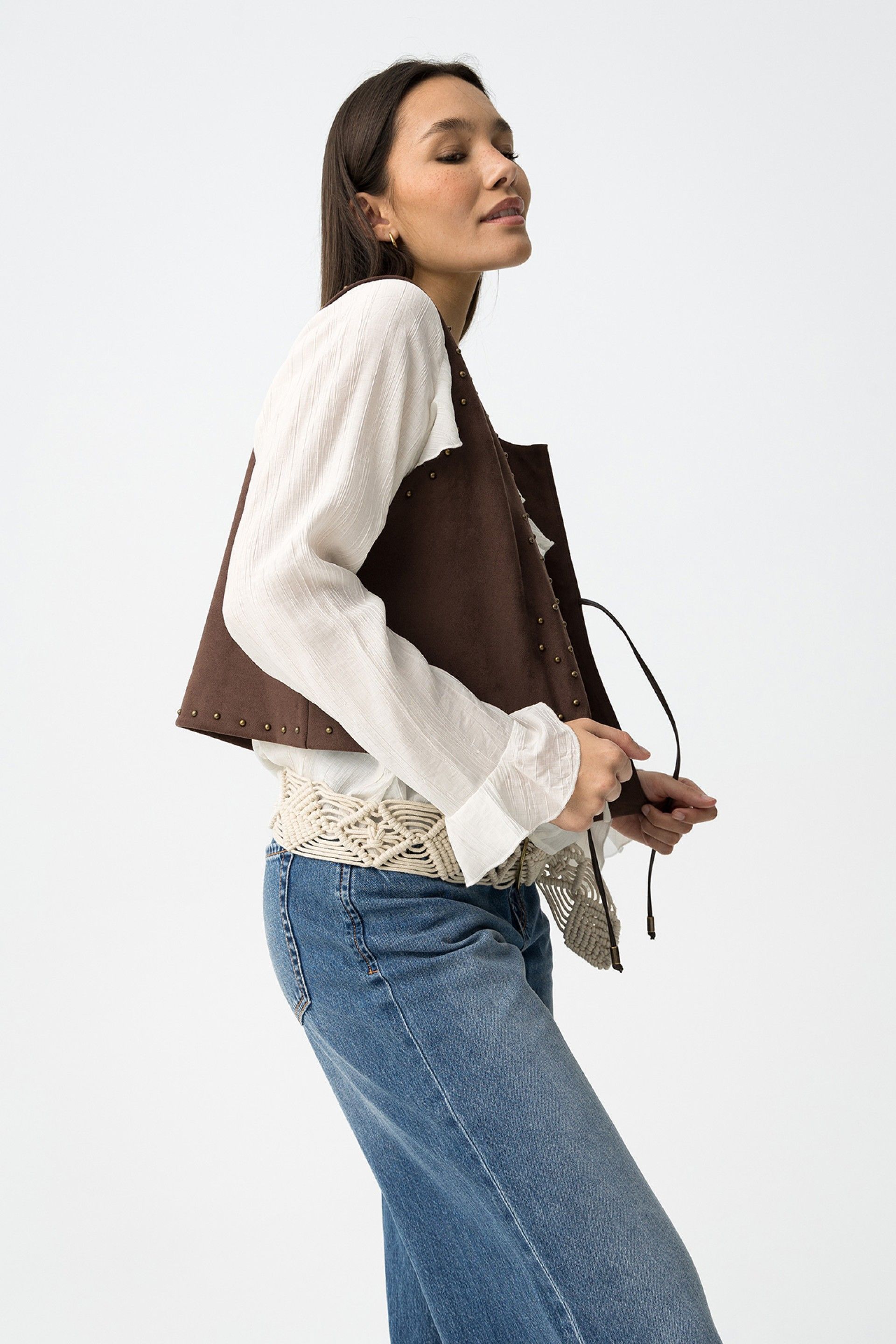 Blusa Volantes Braga Crudo