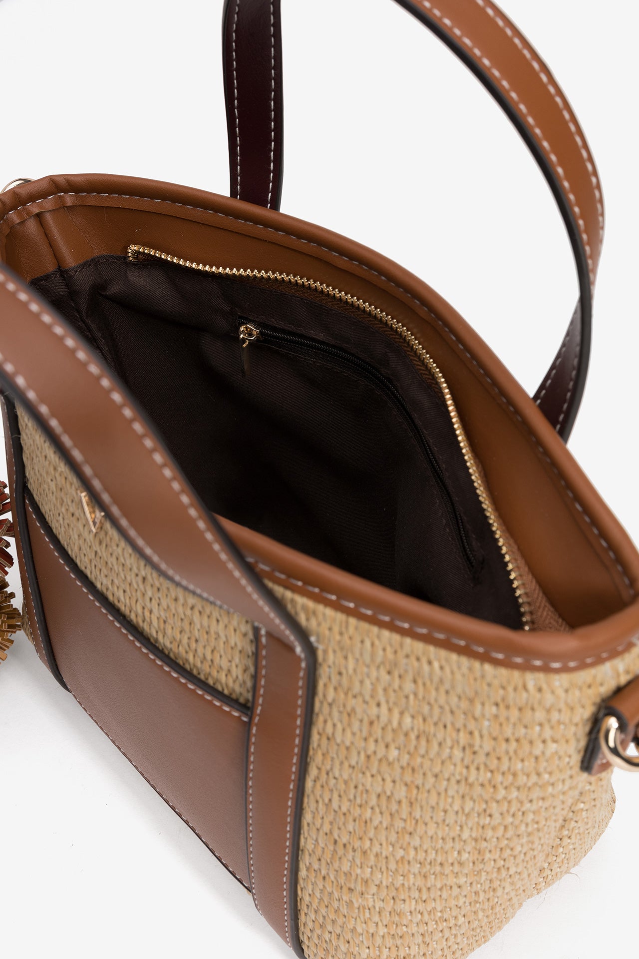 Bolso Rafia Beige Pompones 4991