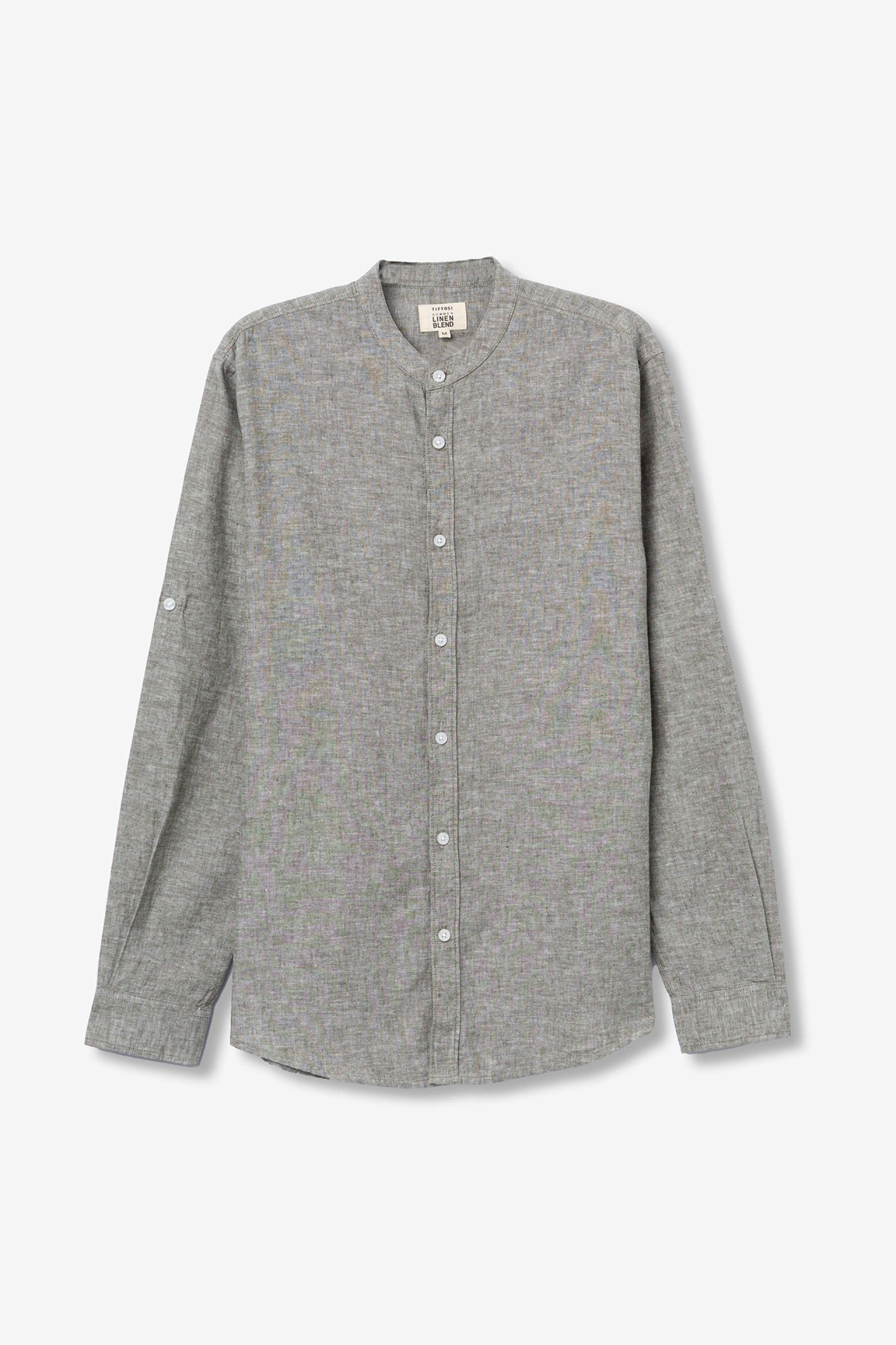 Camisa Lino Bishop Verde Grisáceo