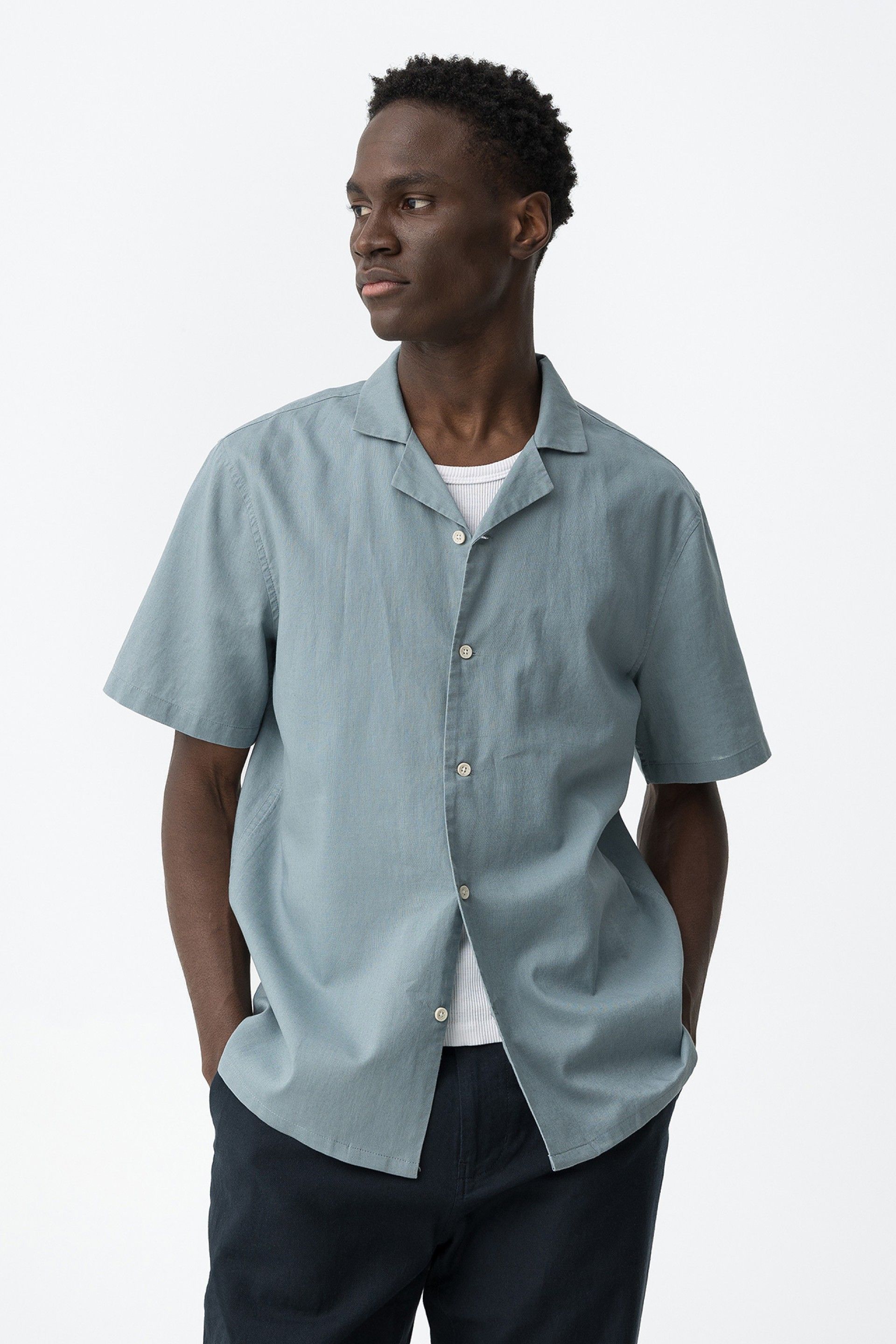 Camisa Lino Matthew Azul