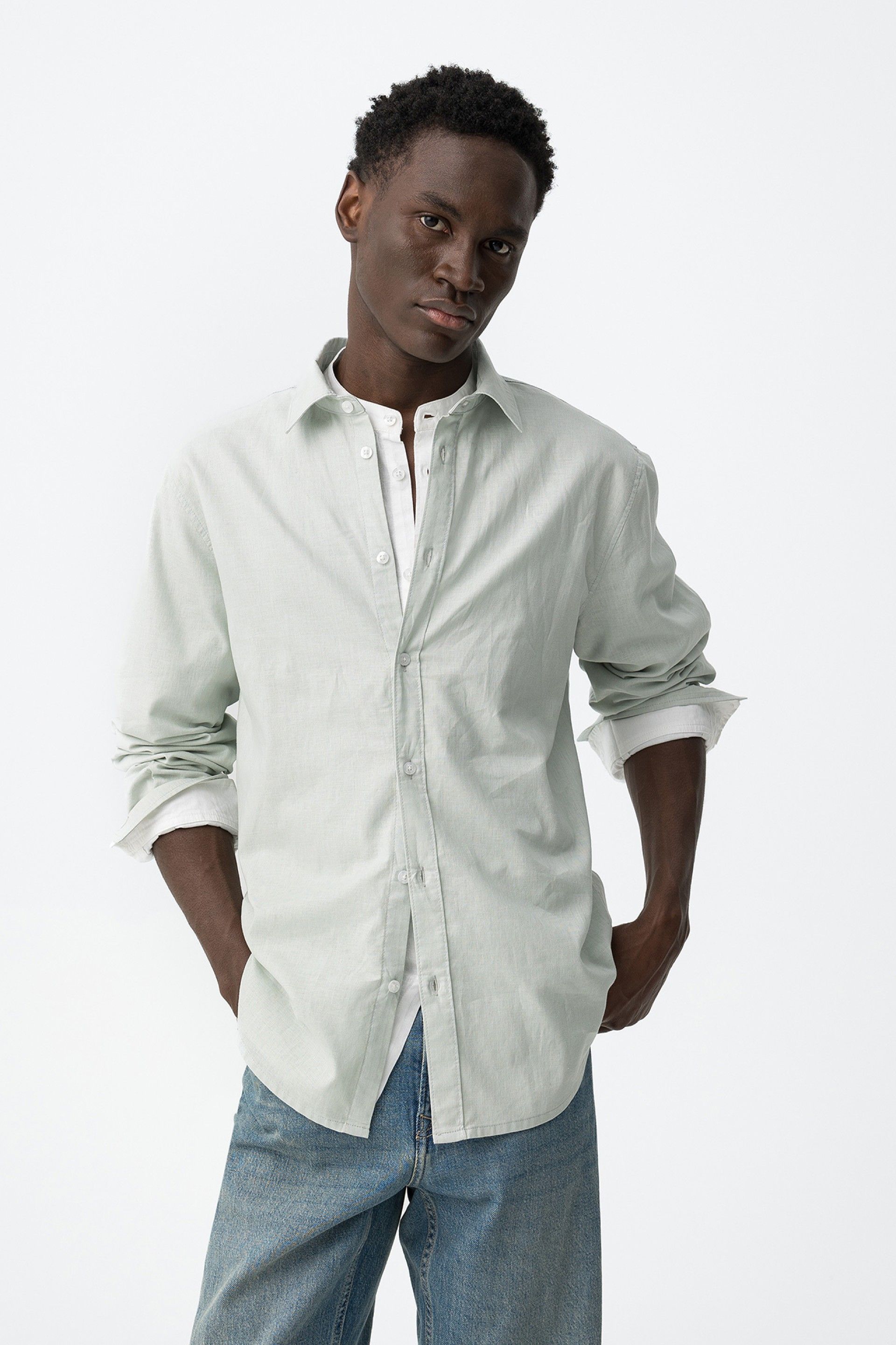 Camisa Porter Lino Pesto