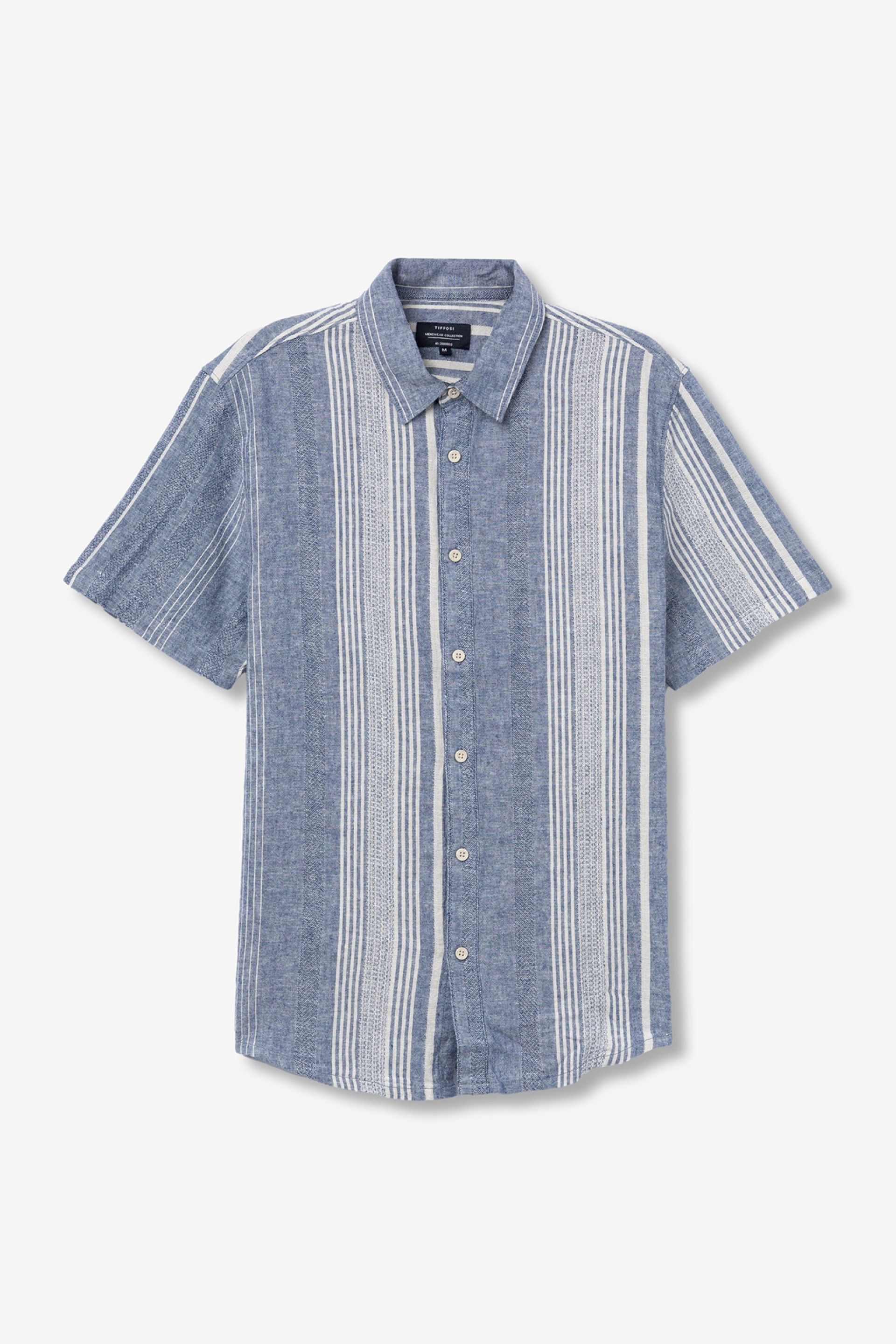Camisa Lino Kairo Azul Rayas