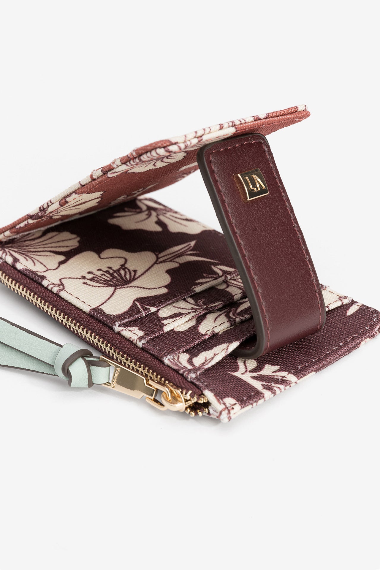 Monedero/Tarjetero Floral Morado/Teja 4408
