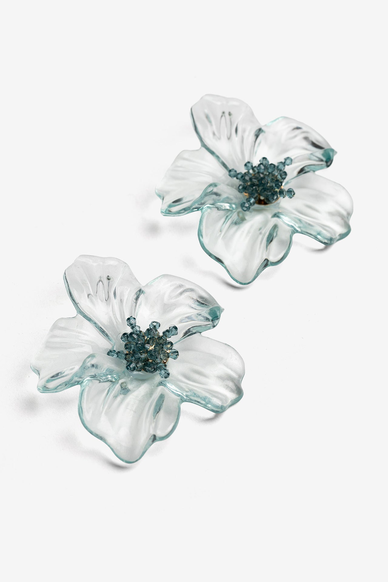 Pendientes Flor Grande Transparente Verde 10446