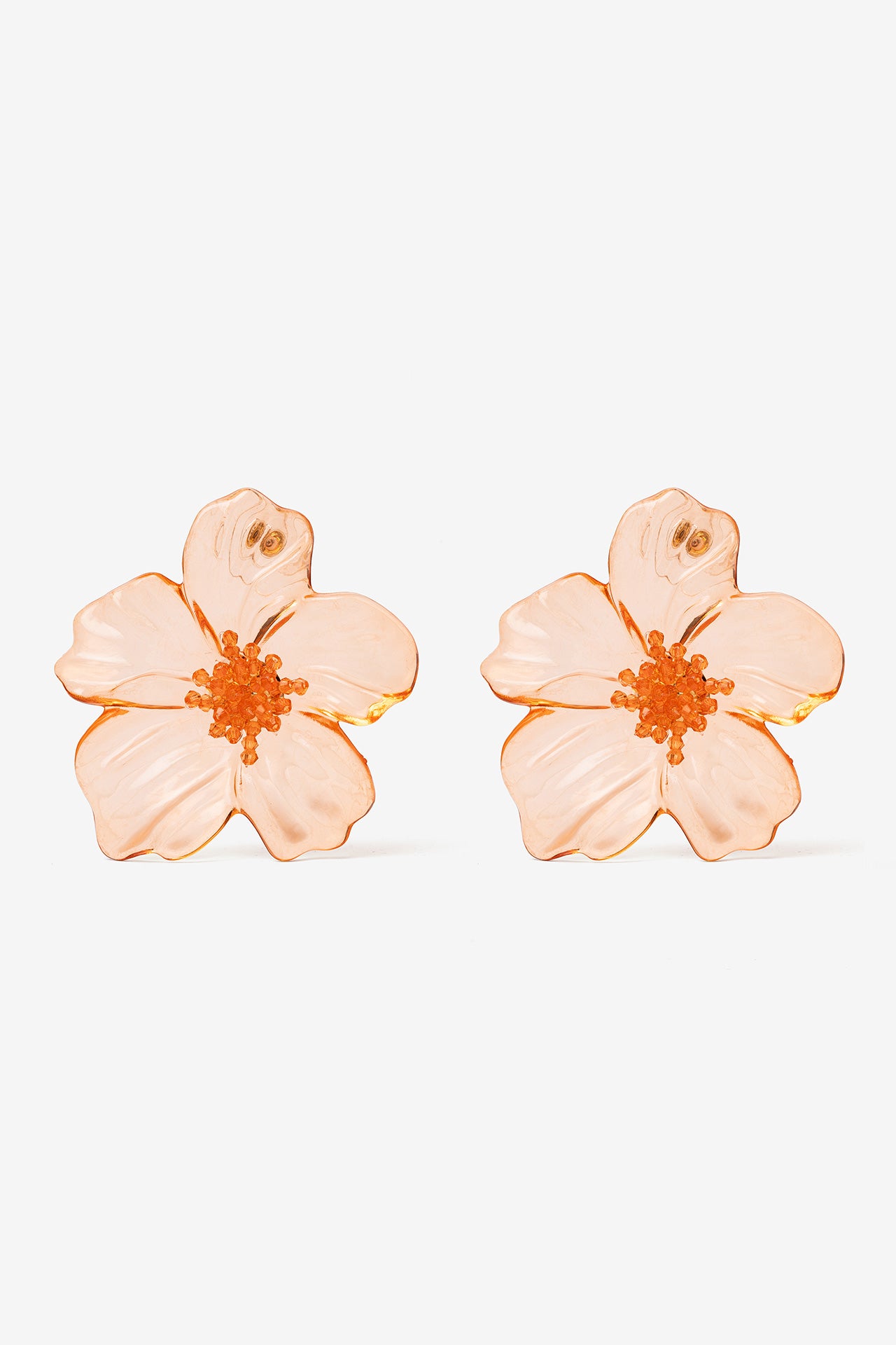 Pendientes Flor Grande Transparente Naranja 10446
