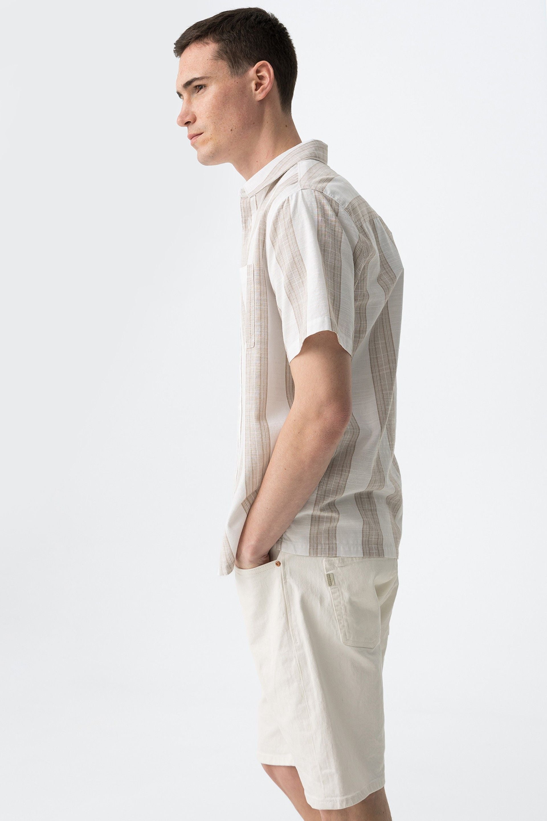 Camisa Mauritz Rayas Beige