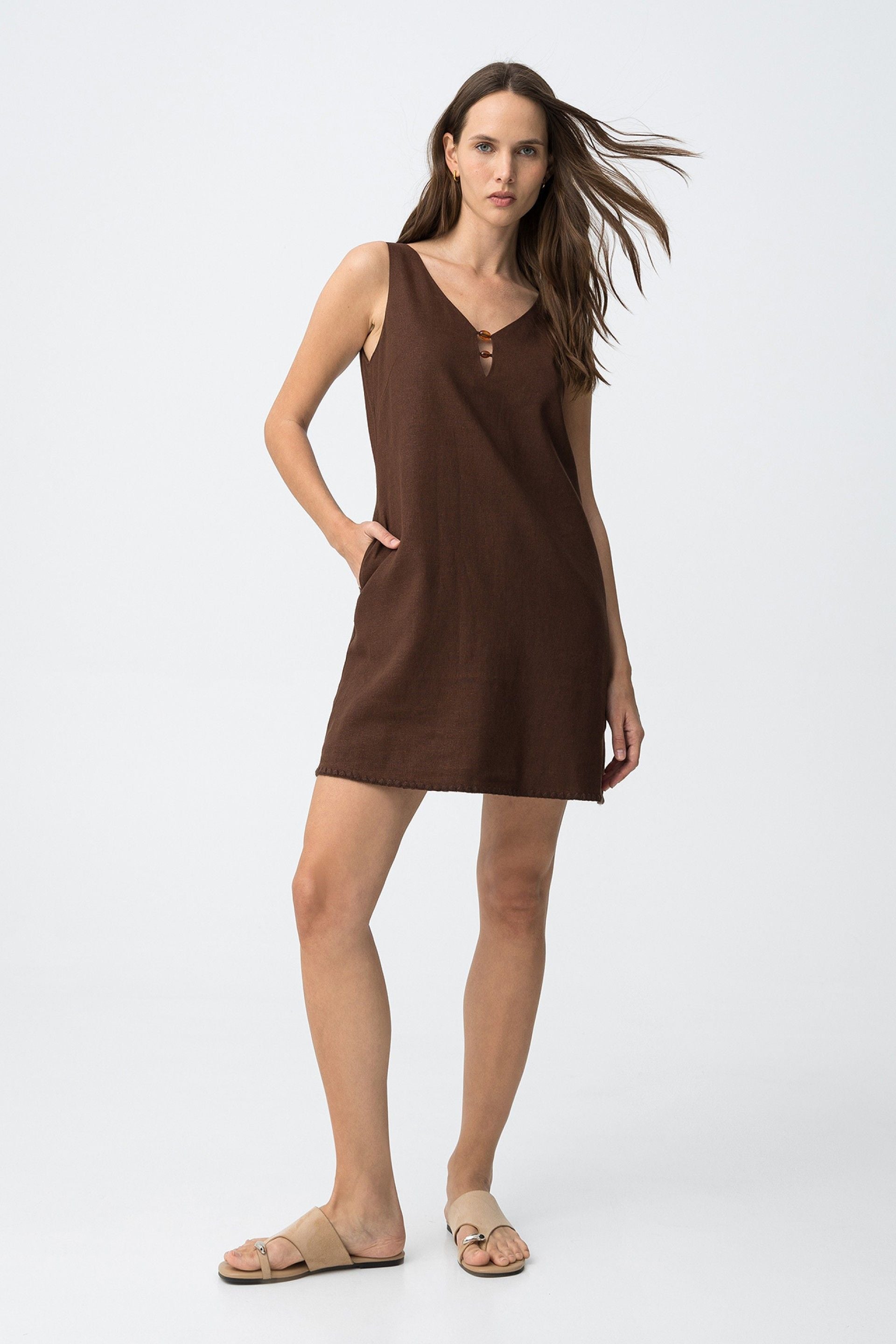 Vestido Lino Patagonia Chocolate