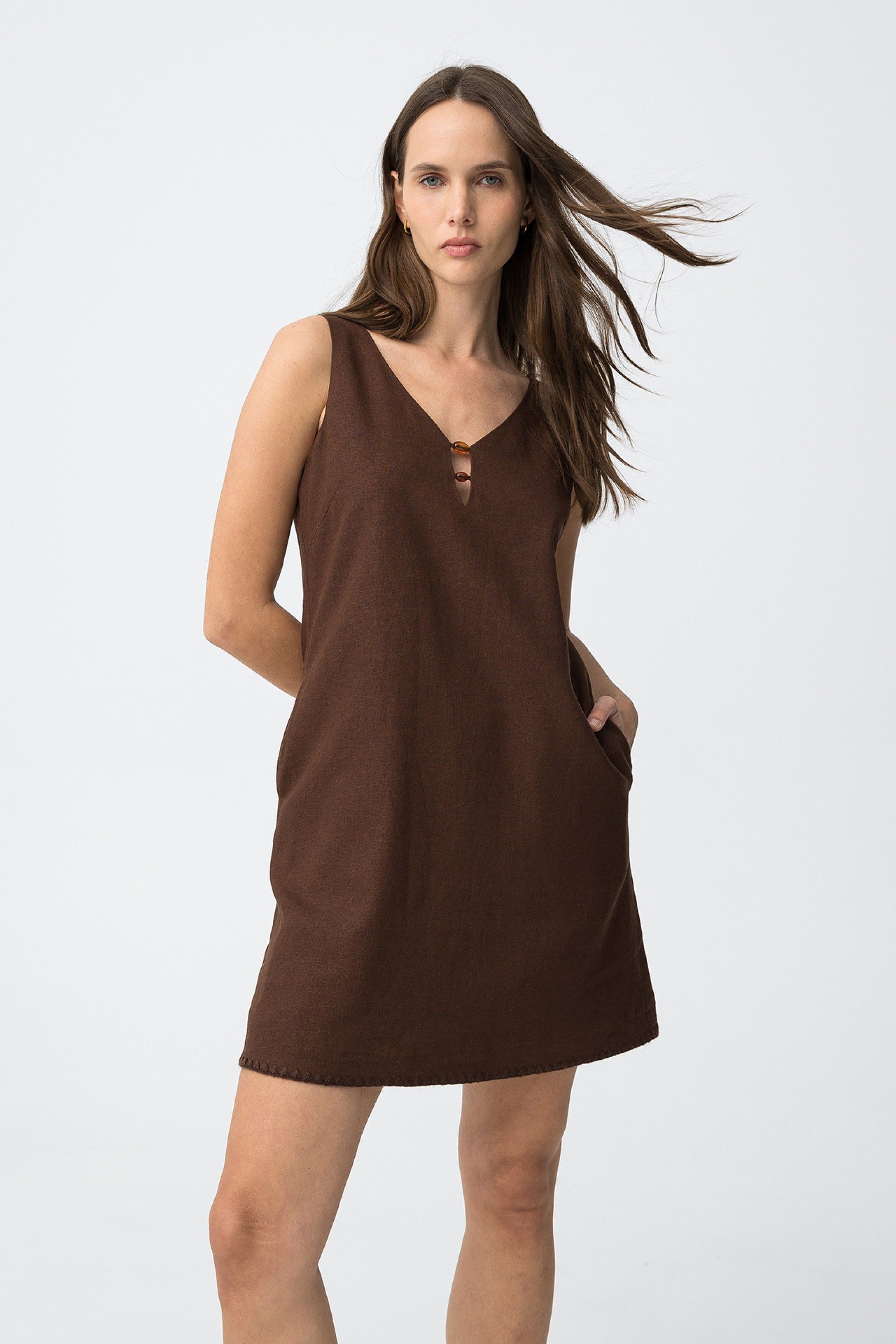 Vestido Lino Patagonia Chocolate