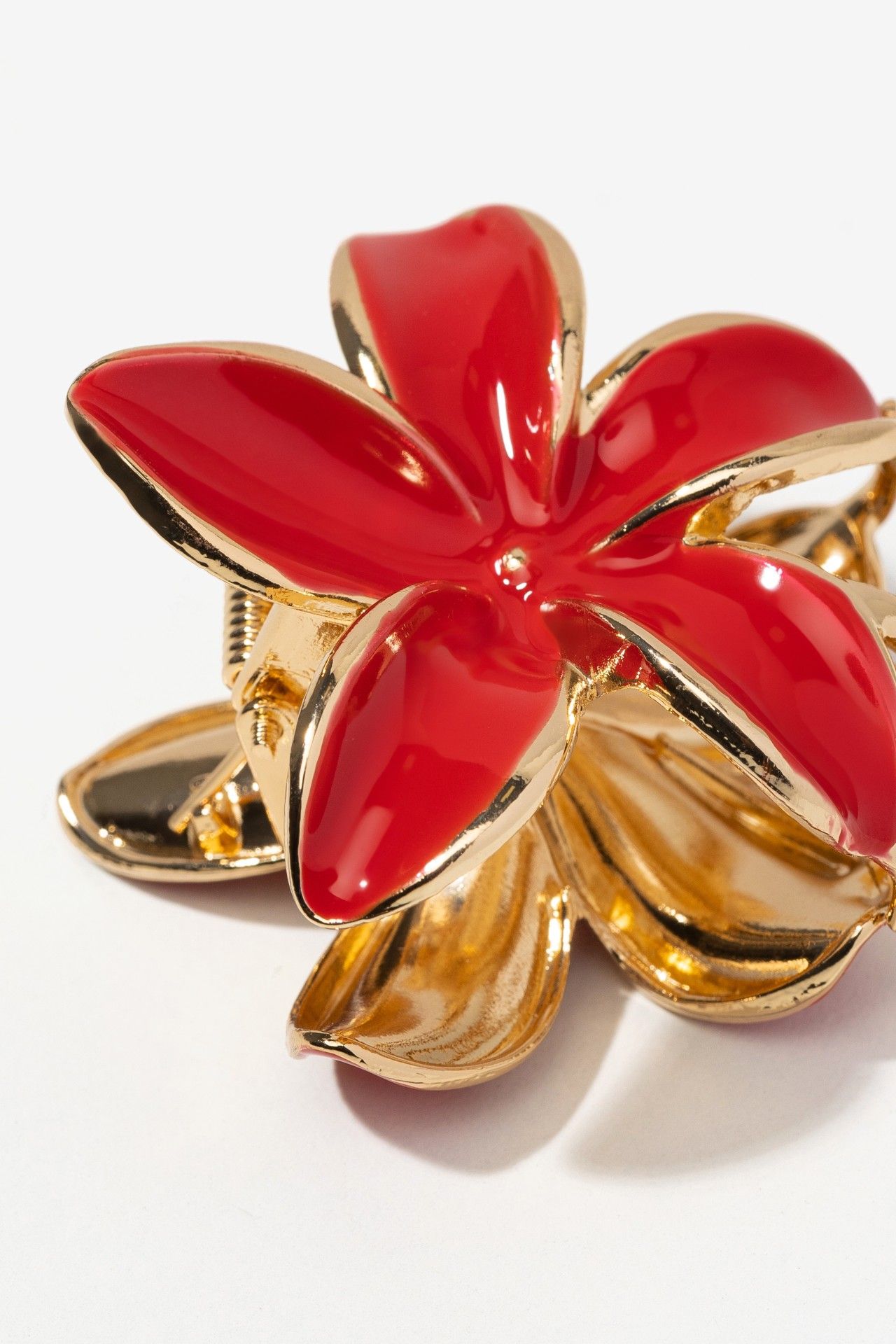 Pinza Flor Rojo Dorado