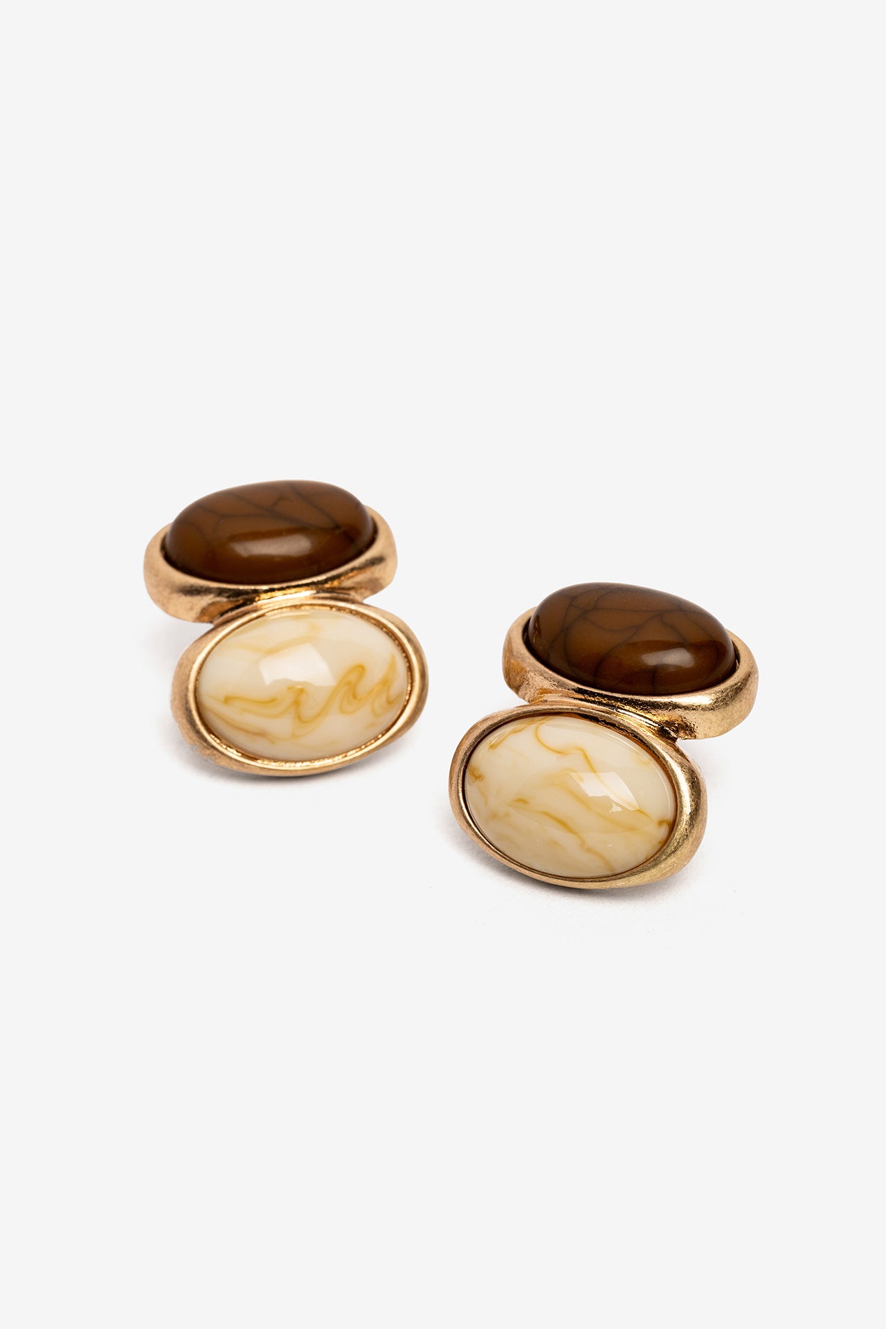 Pendientes Piedras Ovaladas Marrón 9878