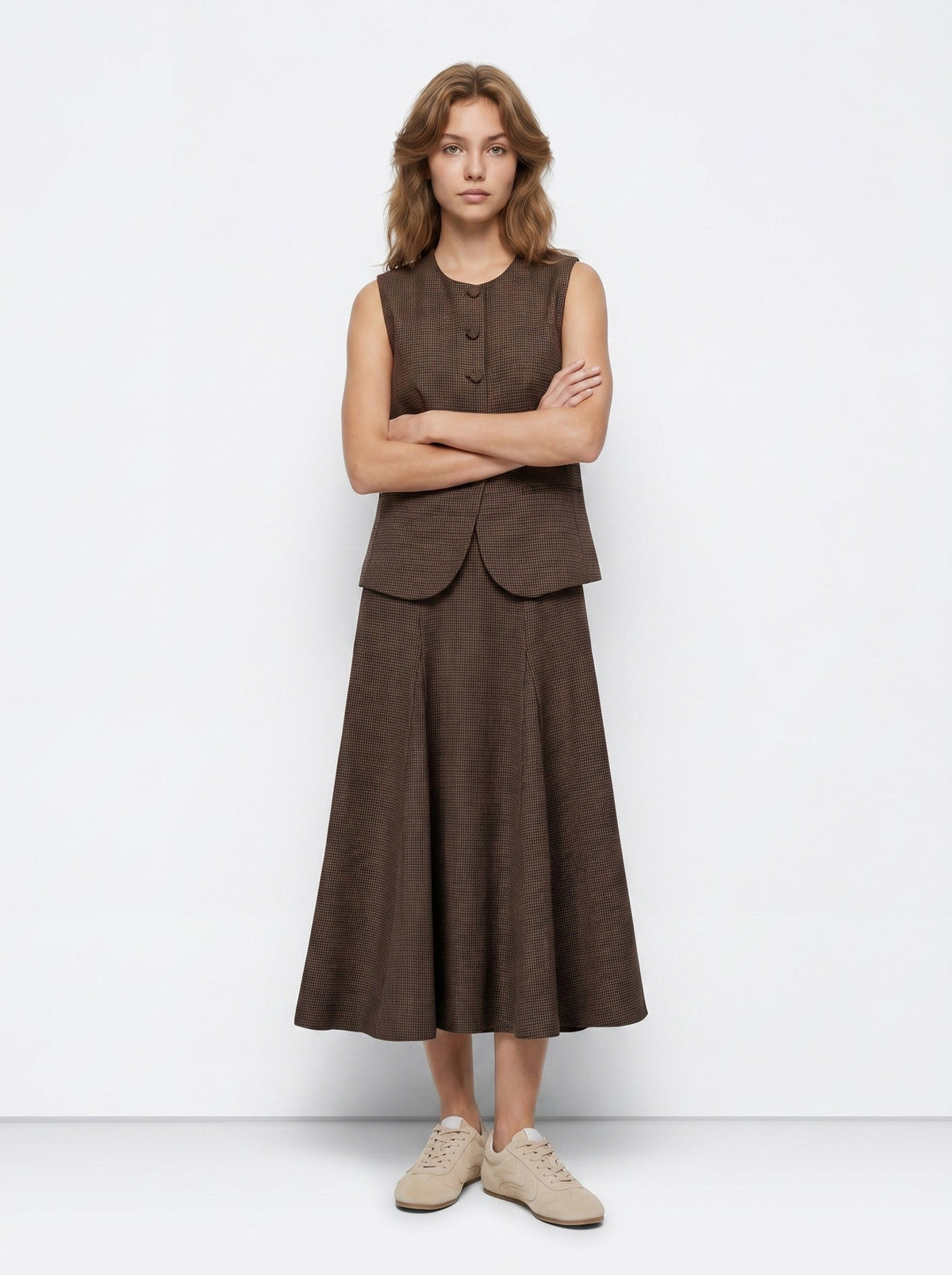 Falda Midi Cuadritos Poule