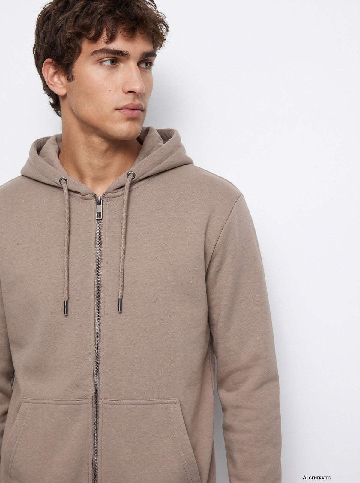 Sudadera Cremallera James Beige