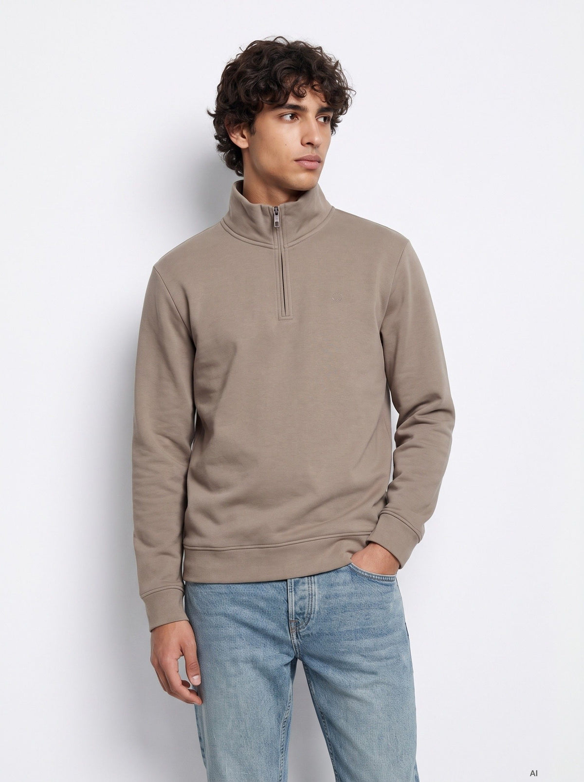 Sudadera Jamir Cuello Cremallera Beige