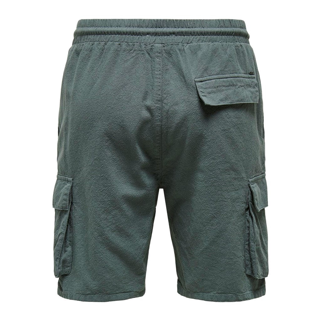 Bermuda Cargo Algodón-Lino Verde
