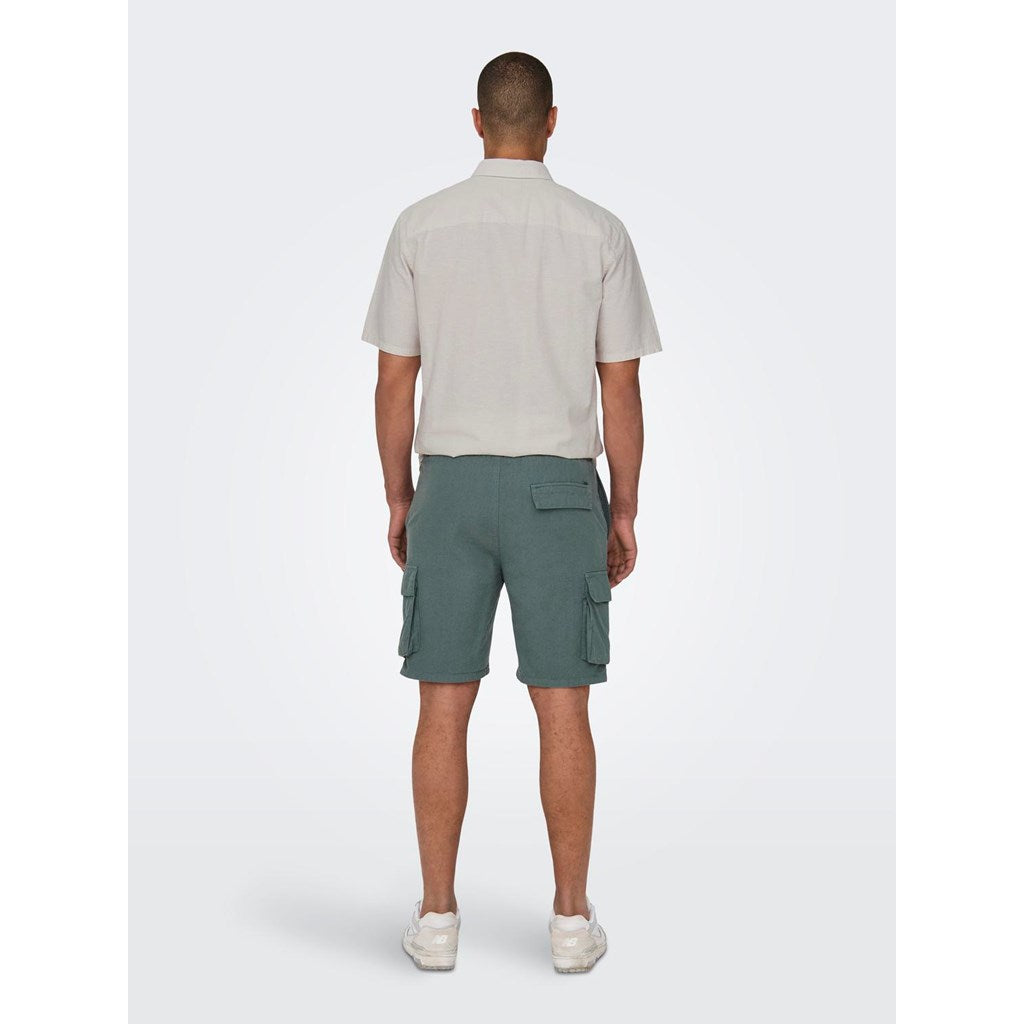 Bermuda Cargo Algodón-Lino Verde