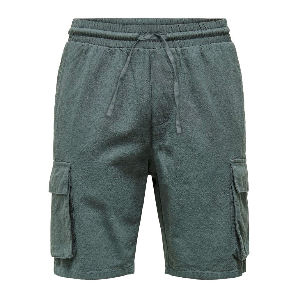 Bermuda Cargo Algodón-Lino Verde