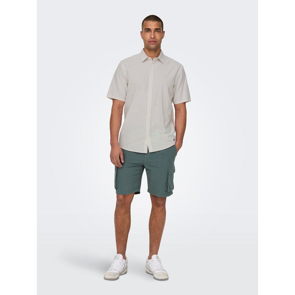 Bermuda Cargo Algodón-Lino Verde