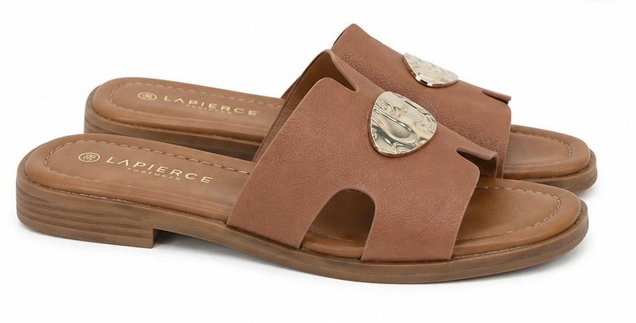 Sandalias Camel Detalle Dorado