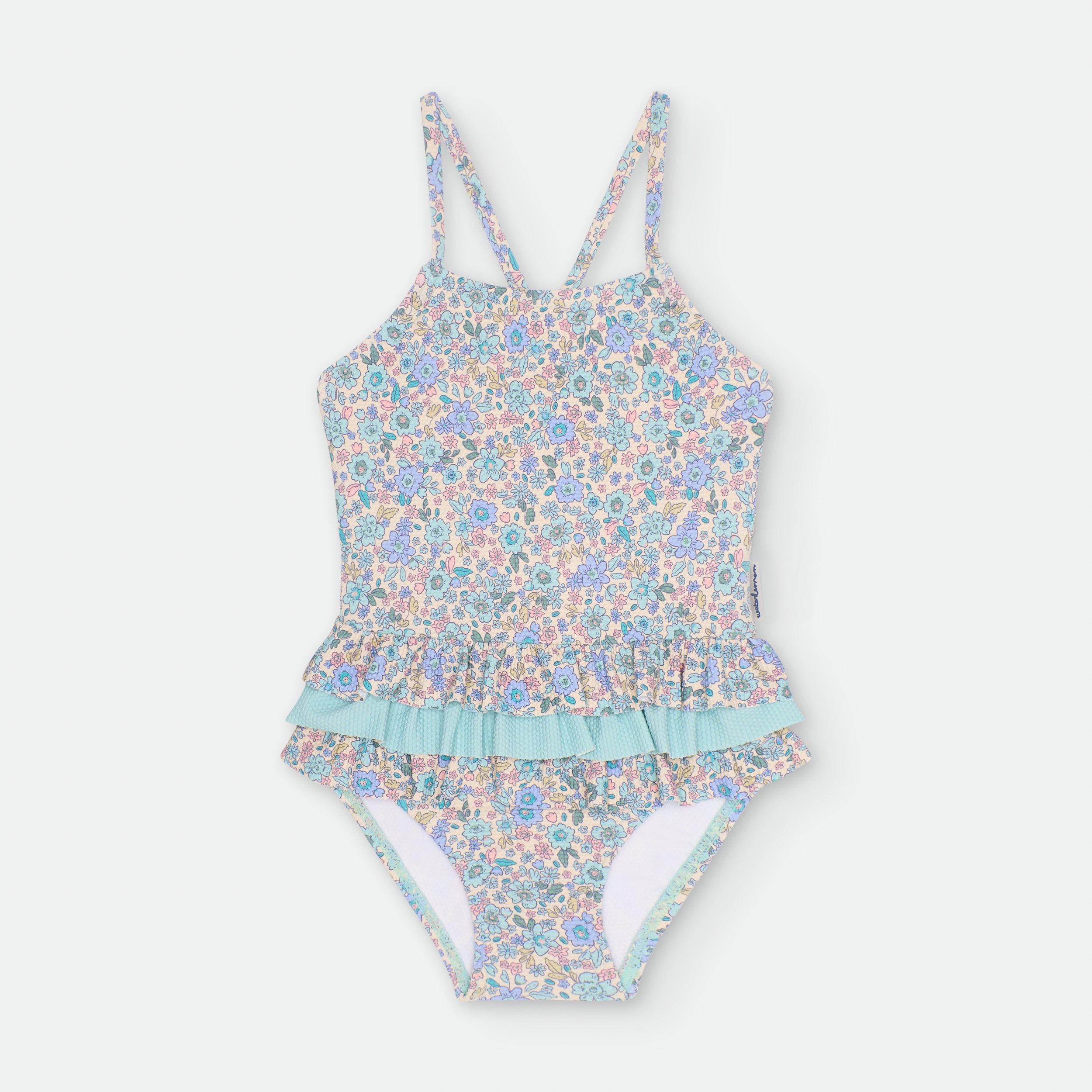 Bañador Volantes Flores Azul