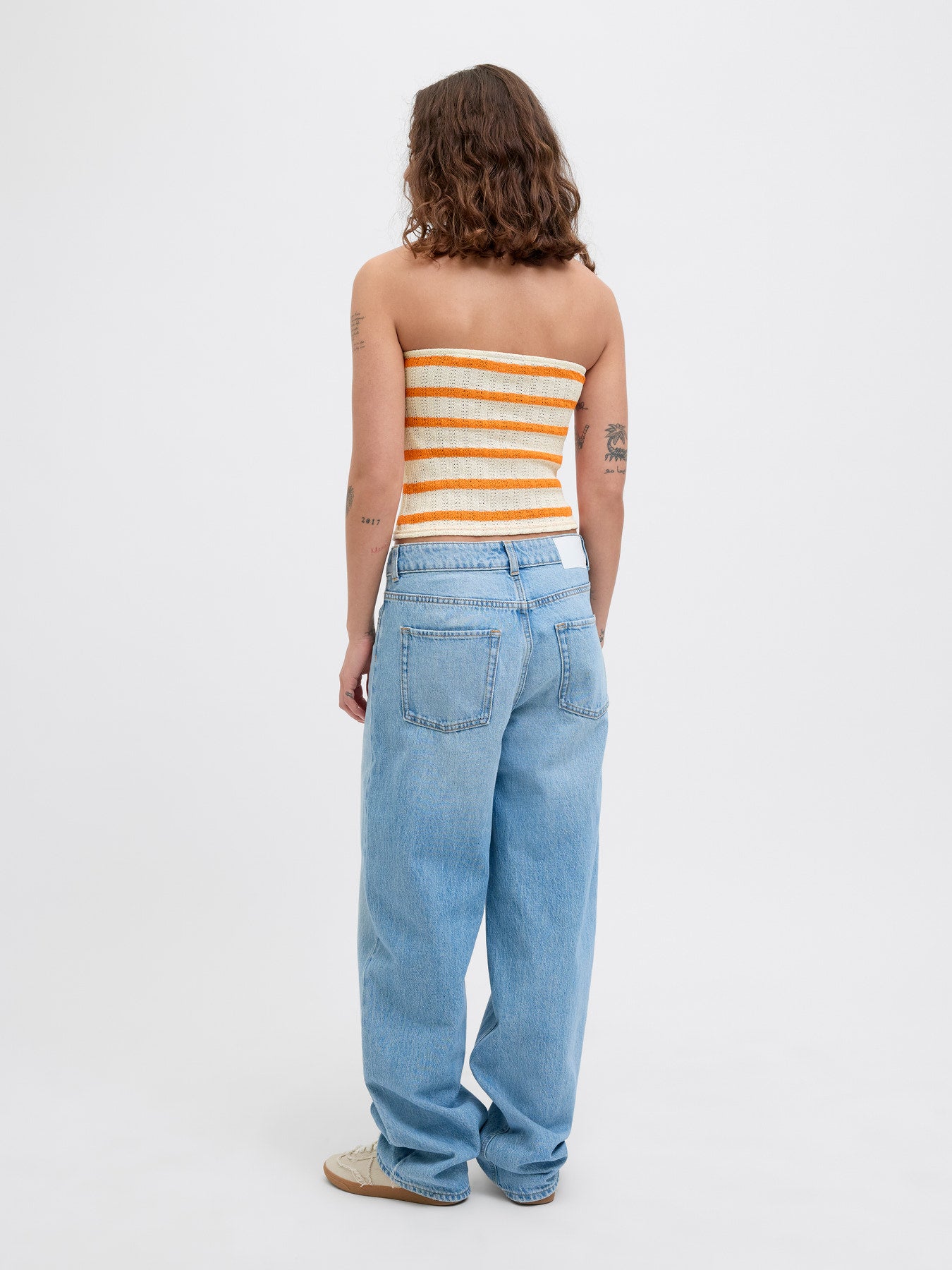 Top Bandeau Rayas Naranja