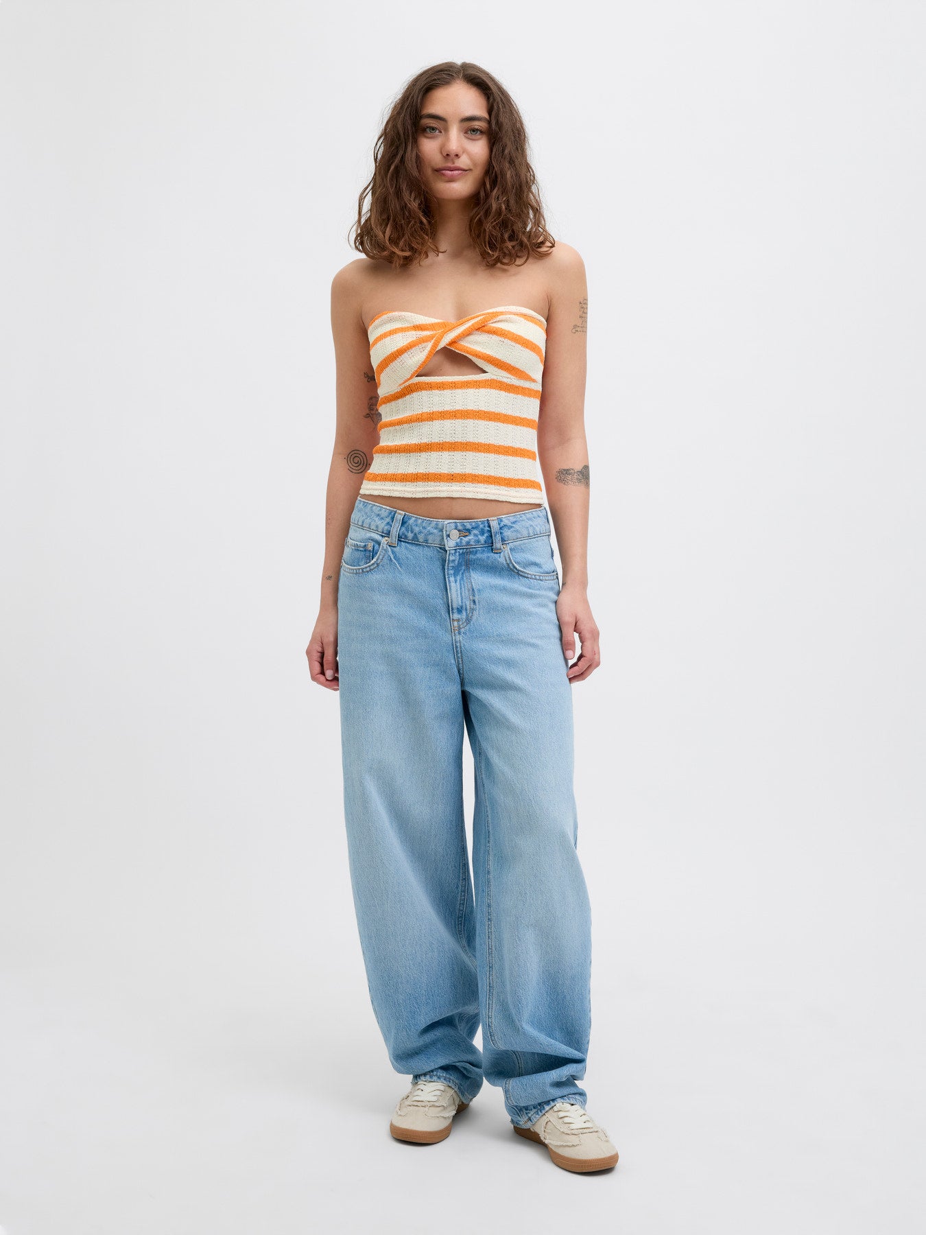 Top Bandeau Rayas Naranja
