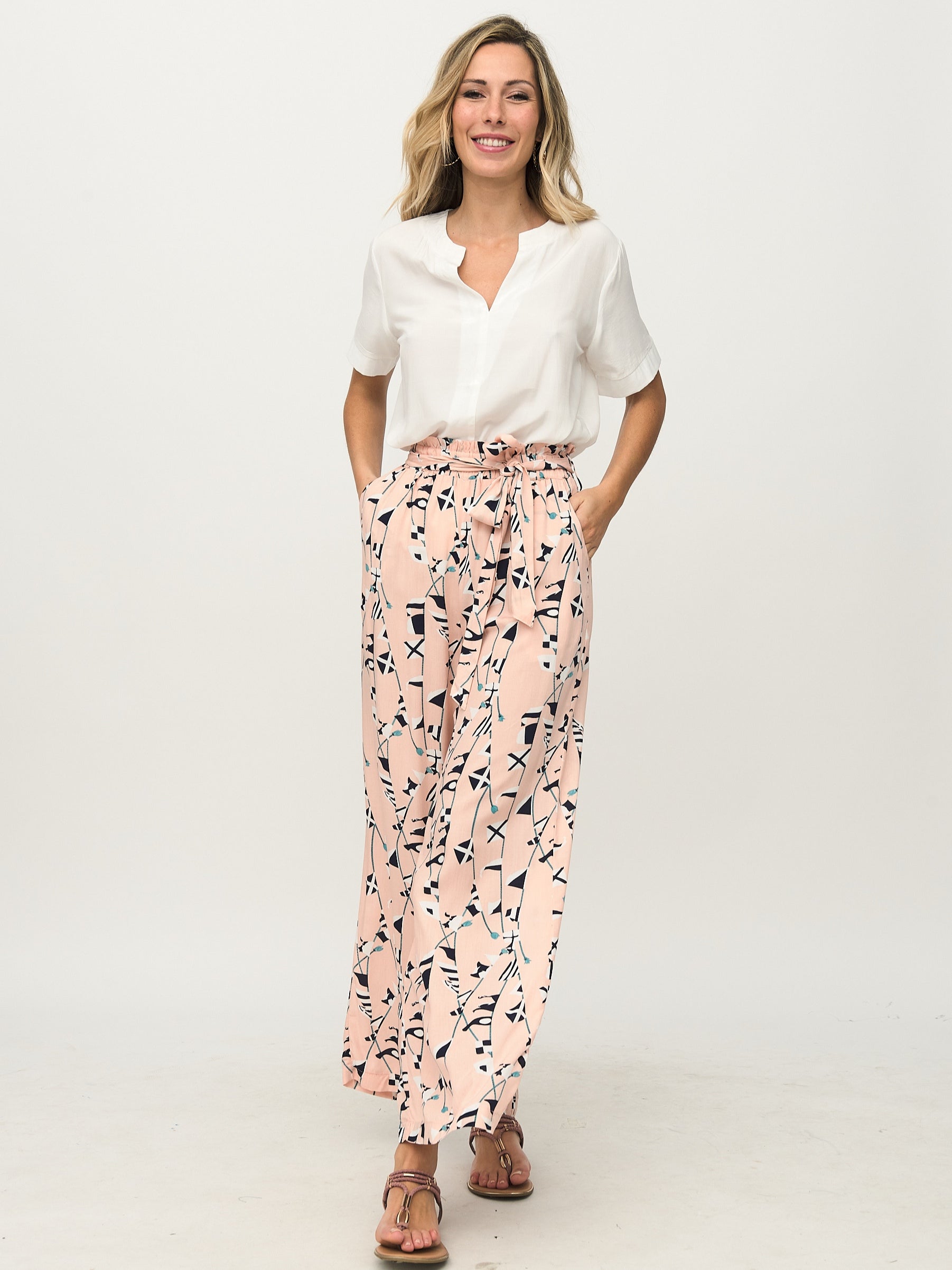 Pantalón Goma Rosa Estampado