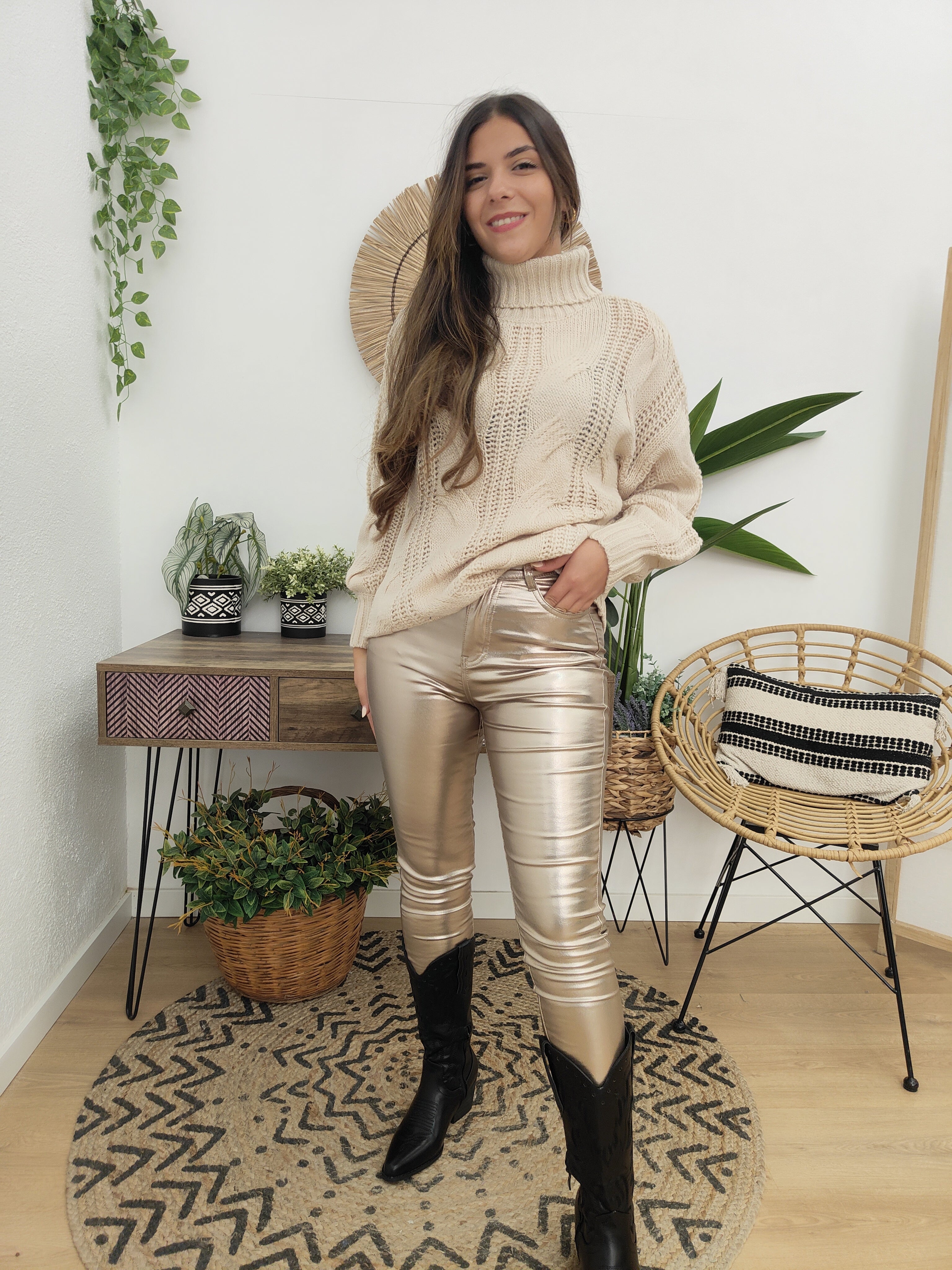 Pantalón Skinny Metalizado