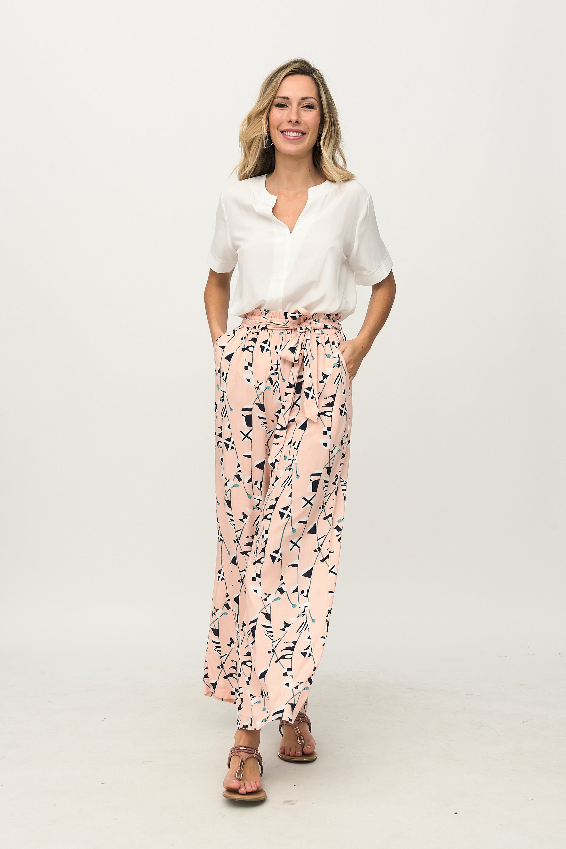 Pantalón Goma Rosa Estampado