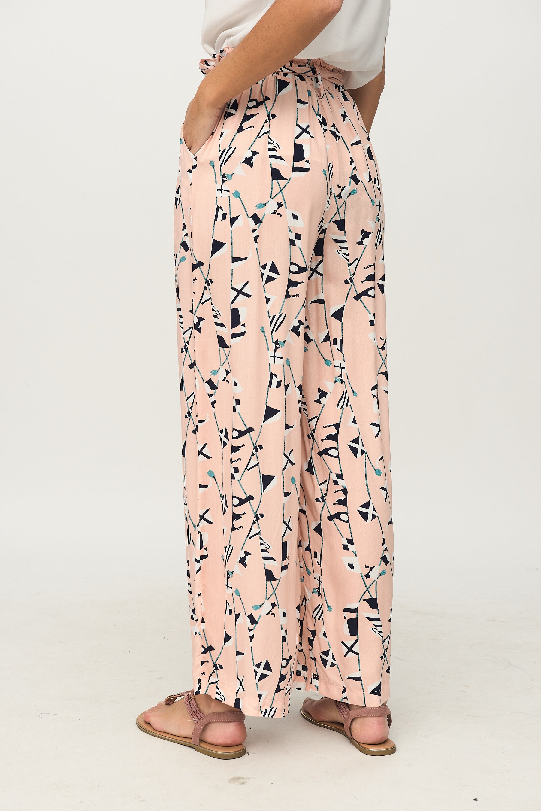 Pantalón Goma Rosa Estampado