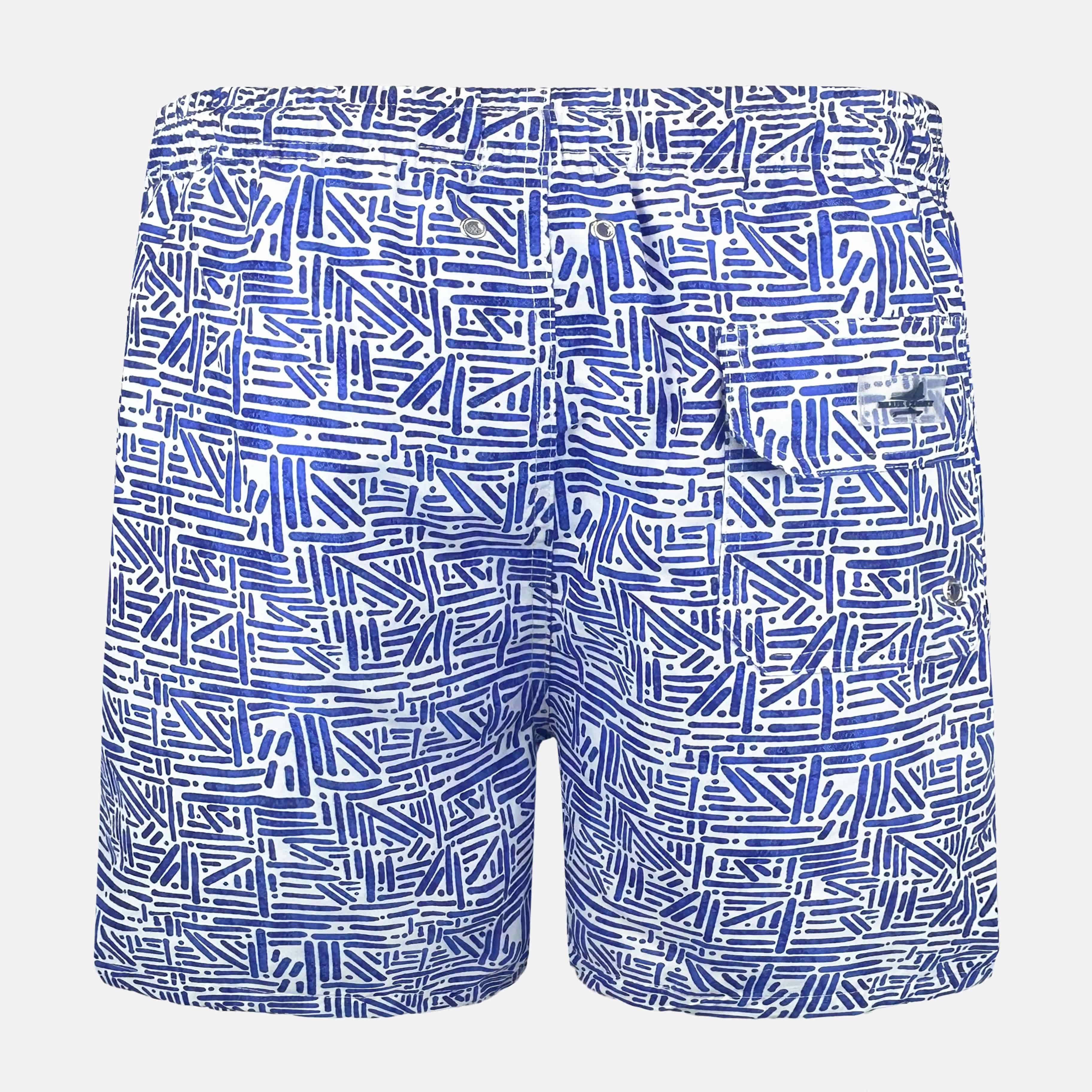 Bañador Geométrico Azul y Blanco