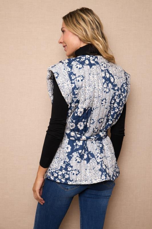Chaleco Floral Marino + Cinturón